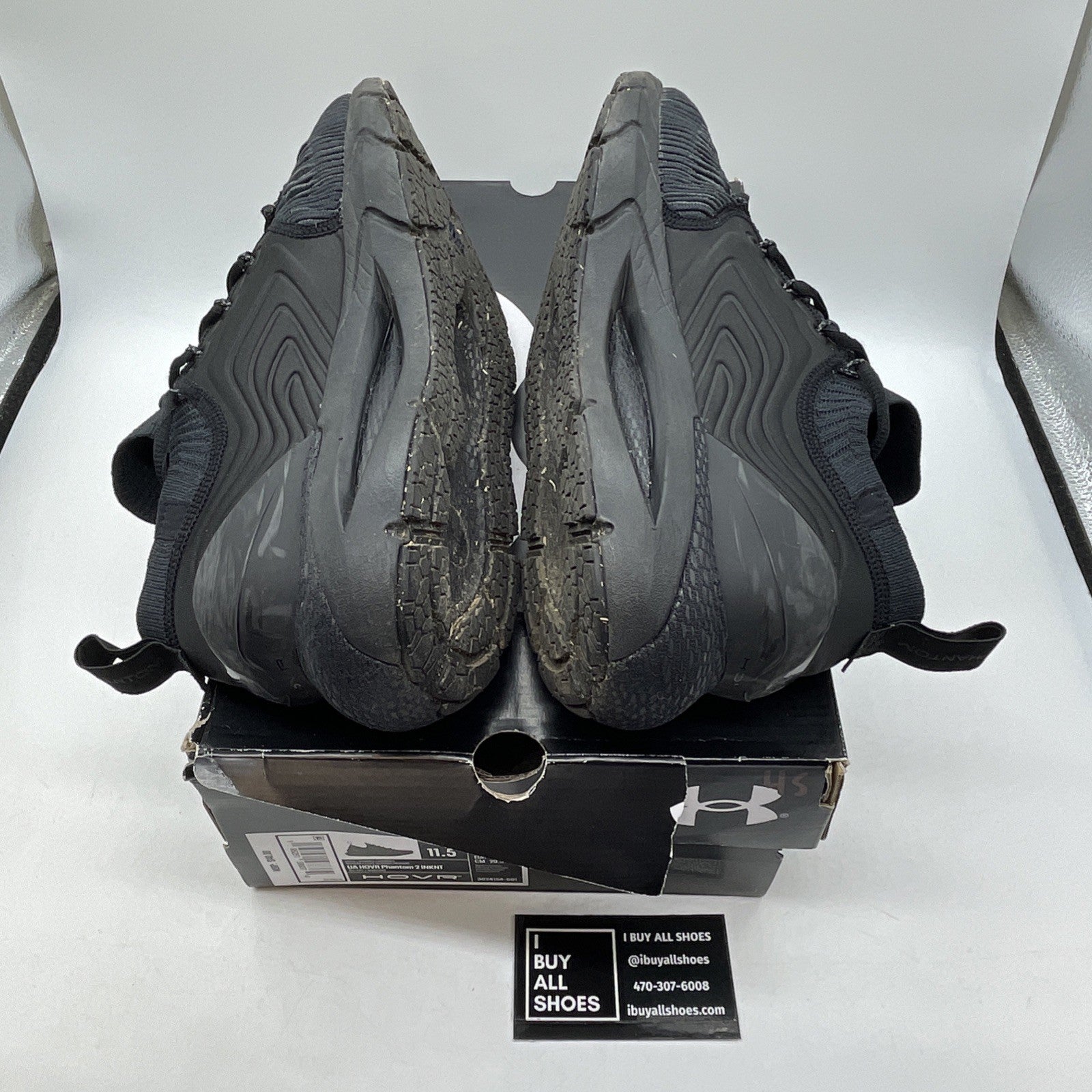 Size 11.5 - Under Armour HOVR Phantom 2 IntelliKnit Black Suede (3024154-001)