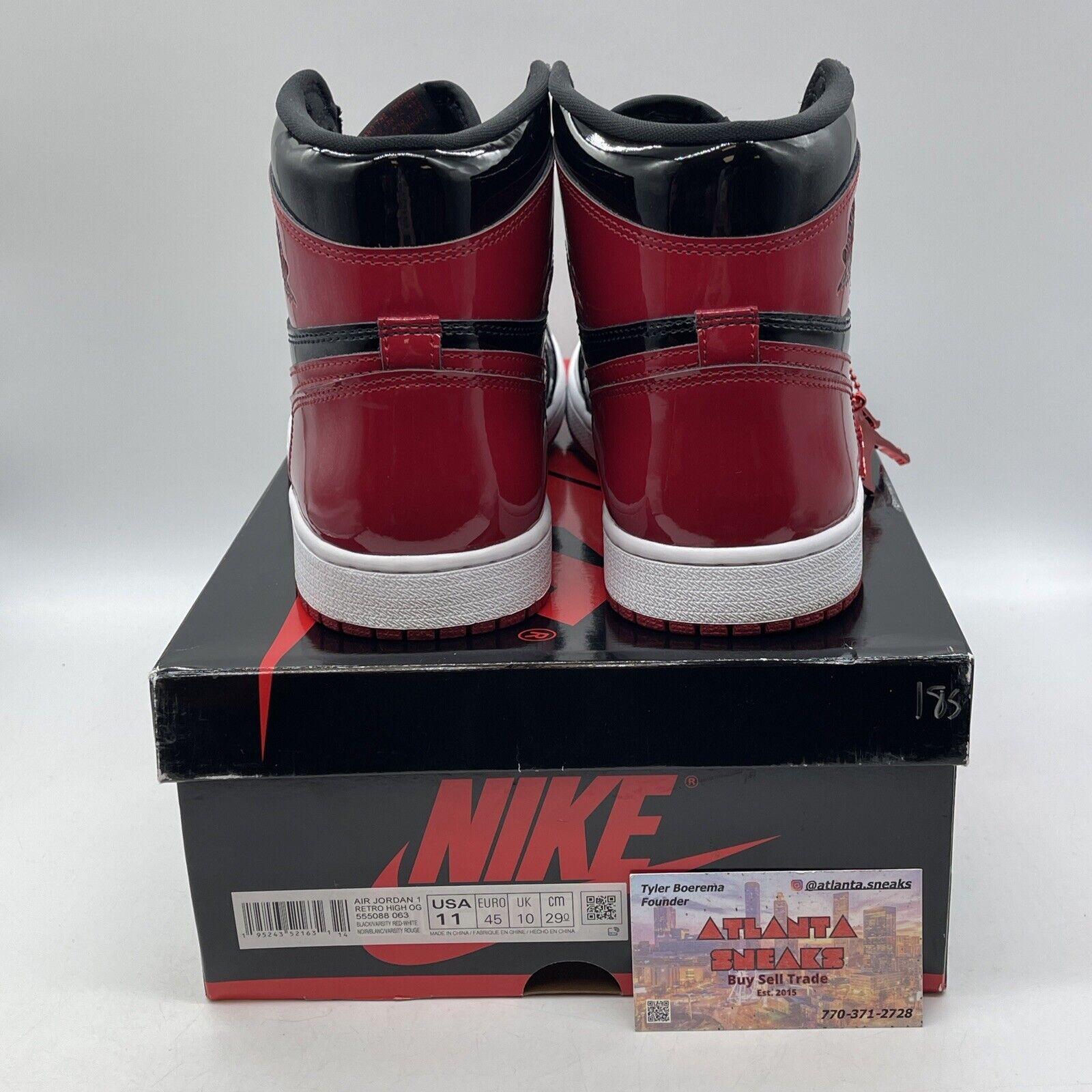 Size 11 - Jordan 1 Retro OG High Patent Bred Red Black Leather (555088-063)