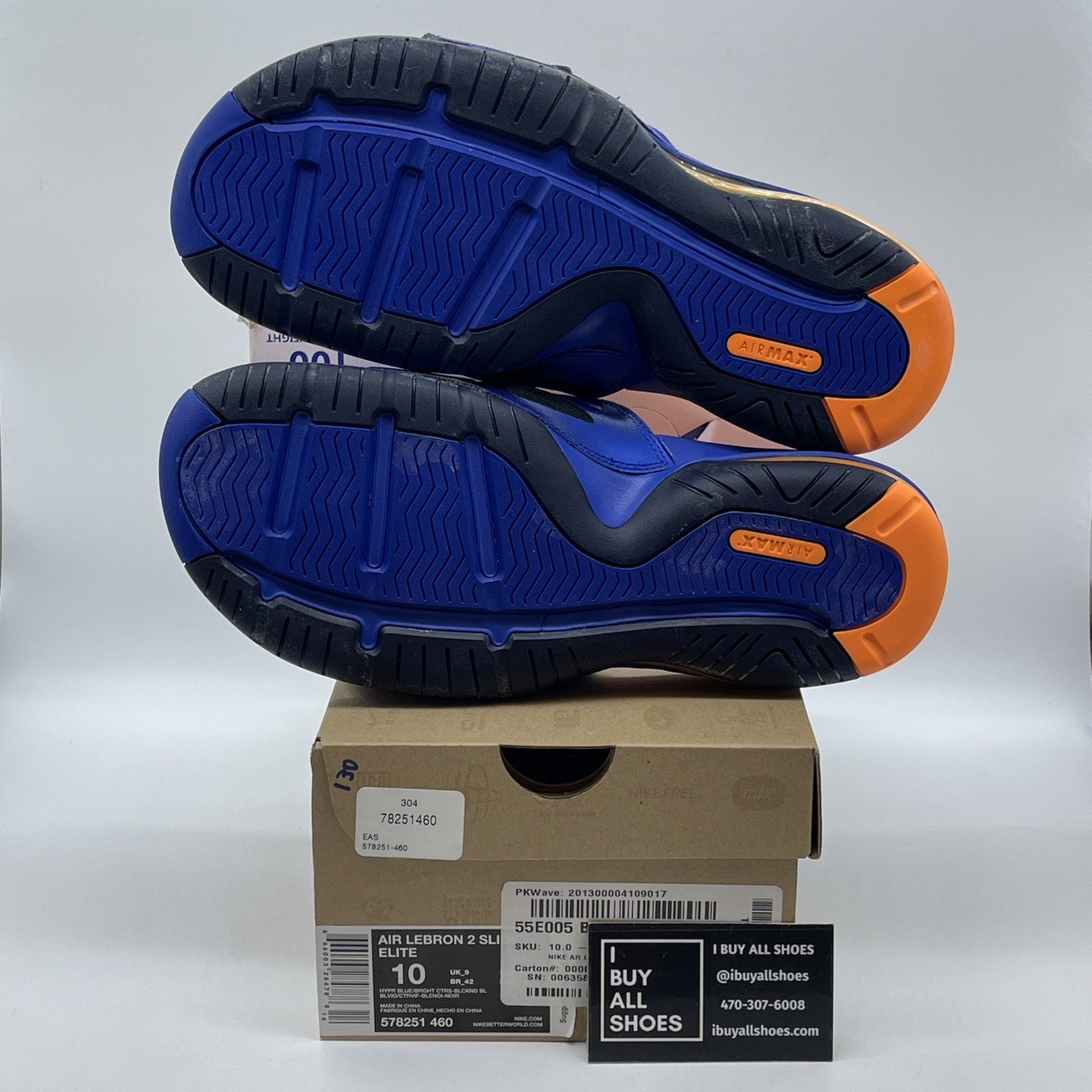 Size -10 Nike Air Max Lebron 2 Slide Elite Blue Black (578351-460)