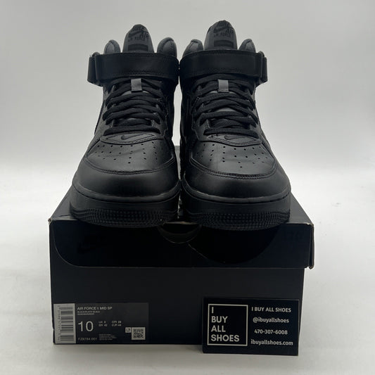 Size 10 - Nike Supreme x Air Force 1 Mid Box Logo - Triple Black (FZ8784-001)