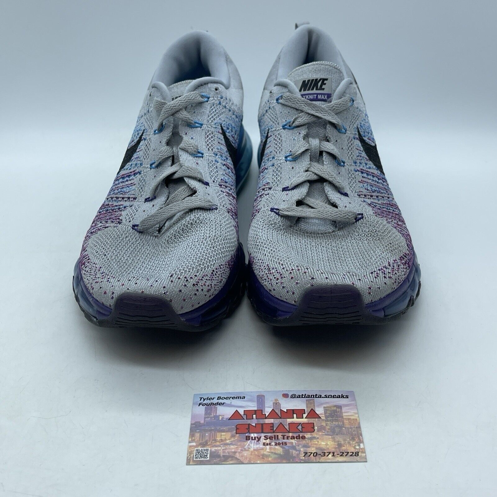 Size 11 - Nike Flyknit Max Purple Vivid Blue Grey Black Suede (620469-005)