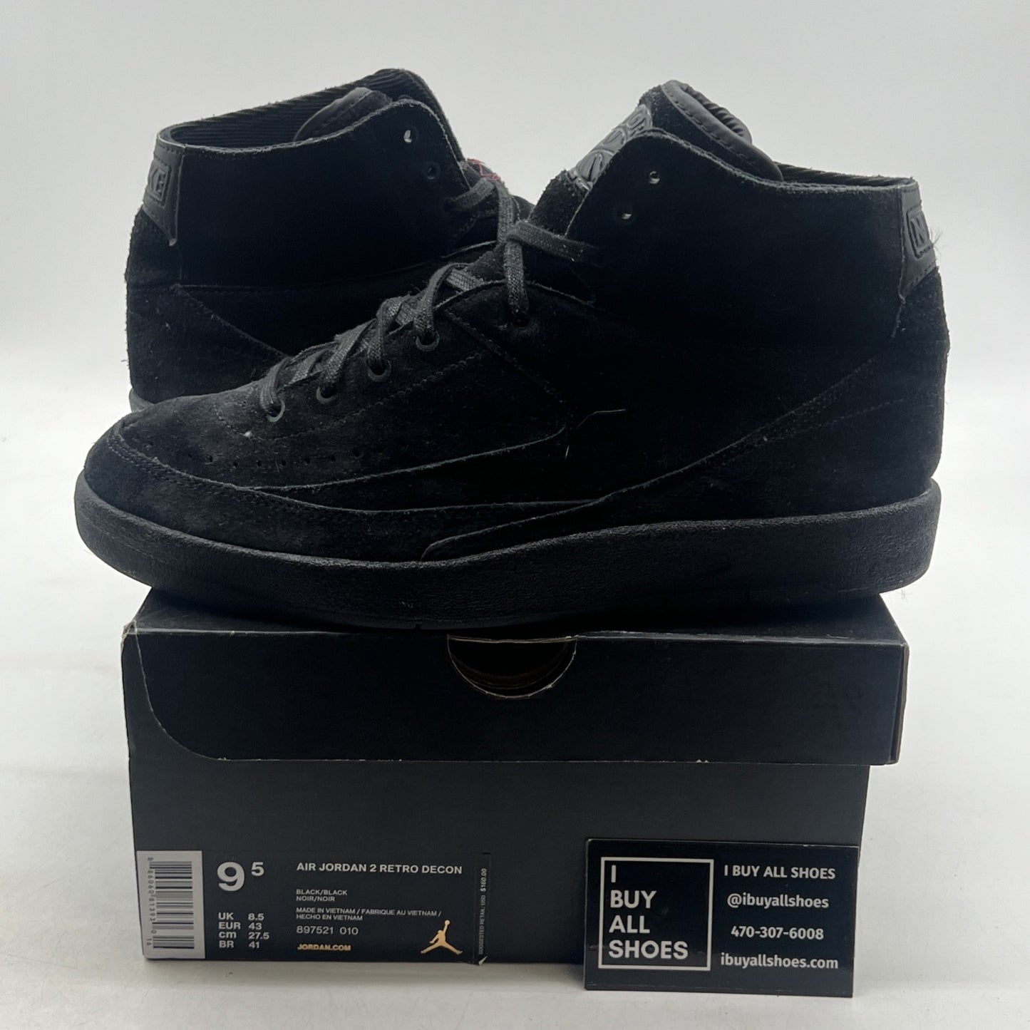 Size 9.5 - Air Jordan 2 Retro Deconstructed Triple Black (897521-010)