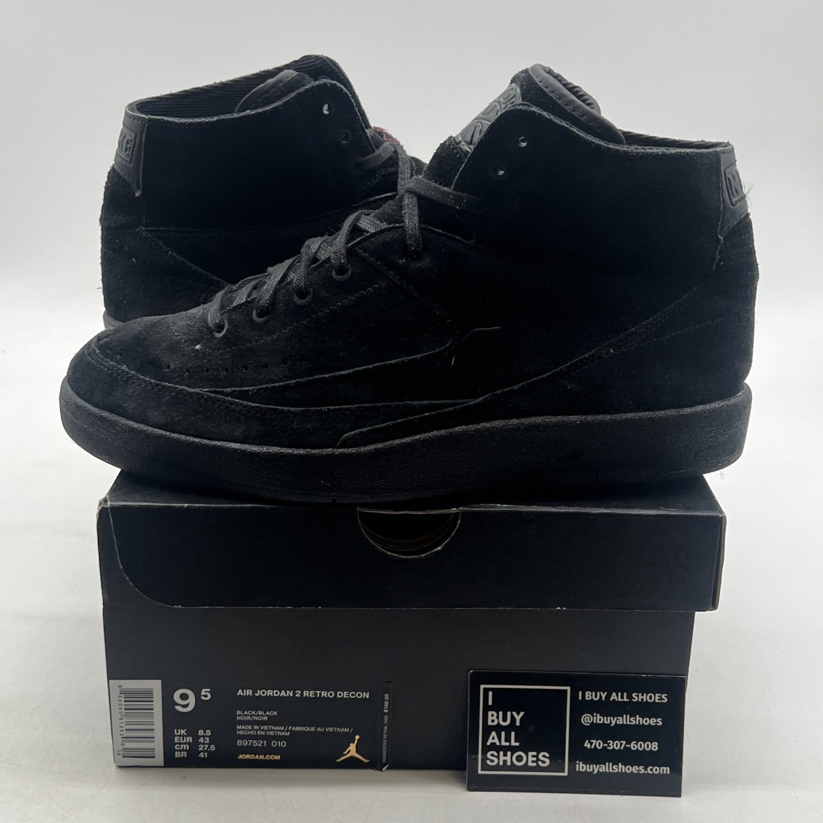Size 9.5 - Air Jordan 2 Retro Deconstructed Triple Black (897521-010)