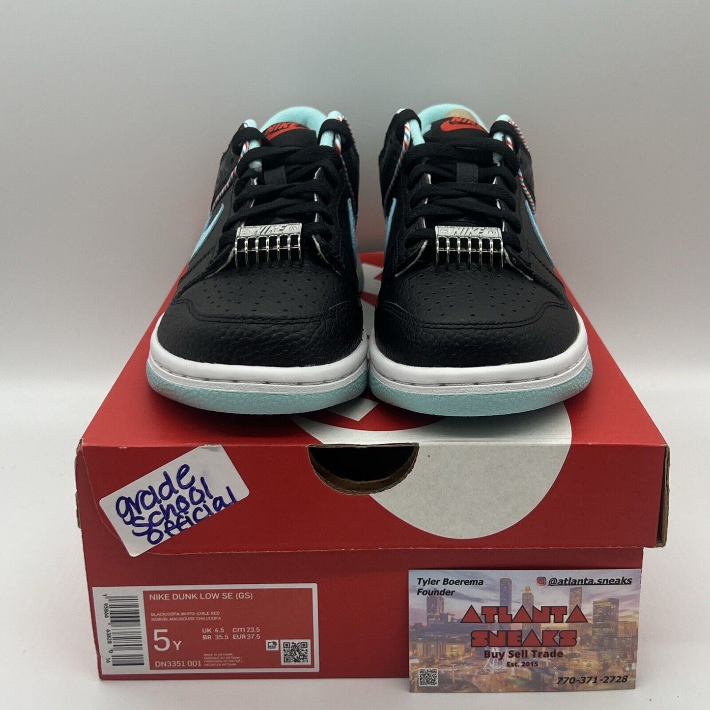 Size 5 - Nike Dunk Low Retro SE Barber Shop - Black