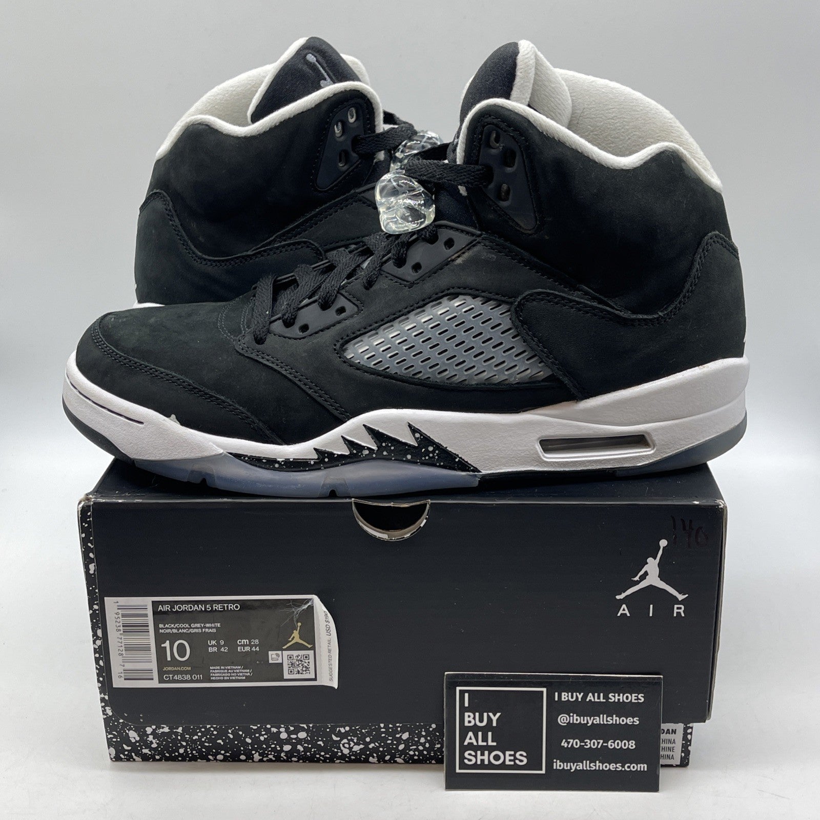 Size 10 - Jordan 5 Retro Mid Oreo Black White Suede (CT4838-011)