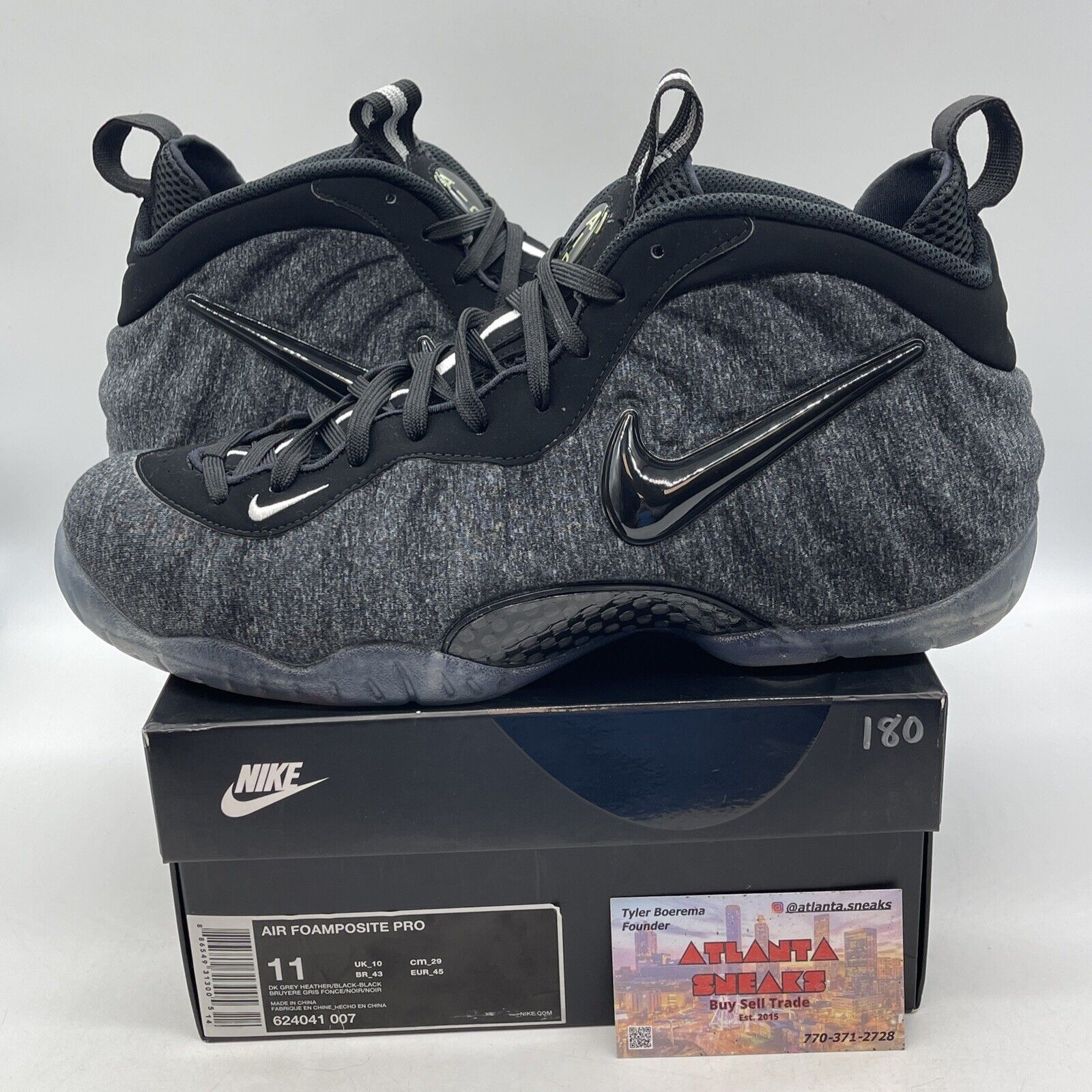 Size 11 - Nike Air Foamposite Pro Wool Fleece Grey Black Suede (624041-007)