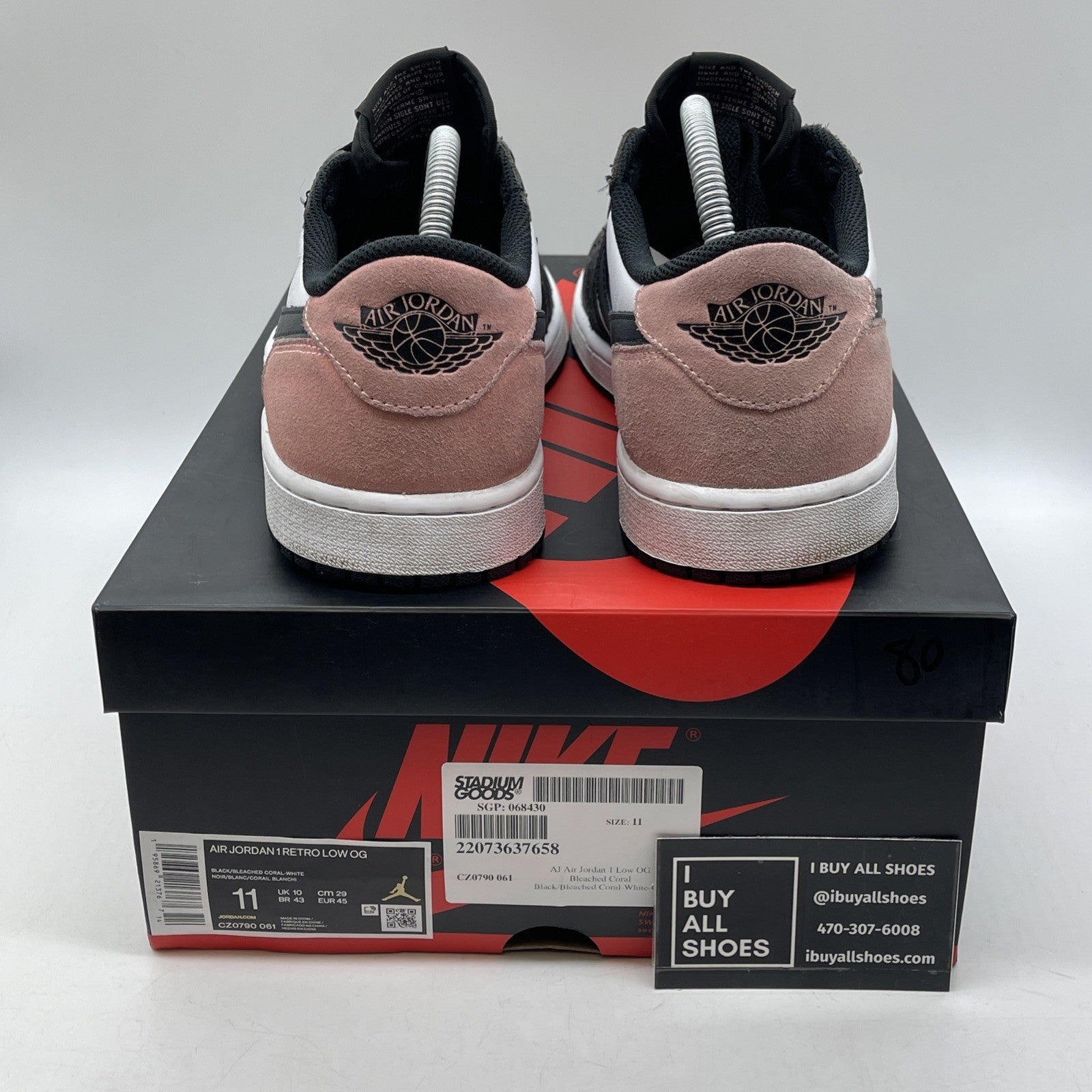 Size 11 - Jordan 1 Low OG Bleached Coral Pink White Suede Leather (CZ0790-061)