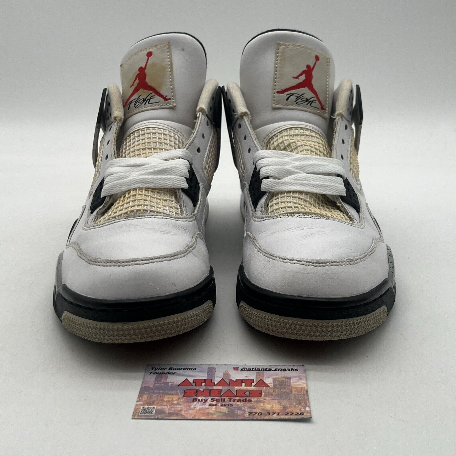 Size 10 - Jordan 4 Retro OG Mid White Cement Black Grey Leather (840606-192)