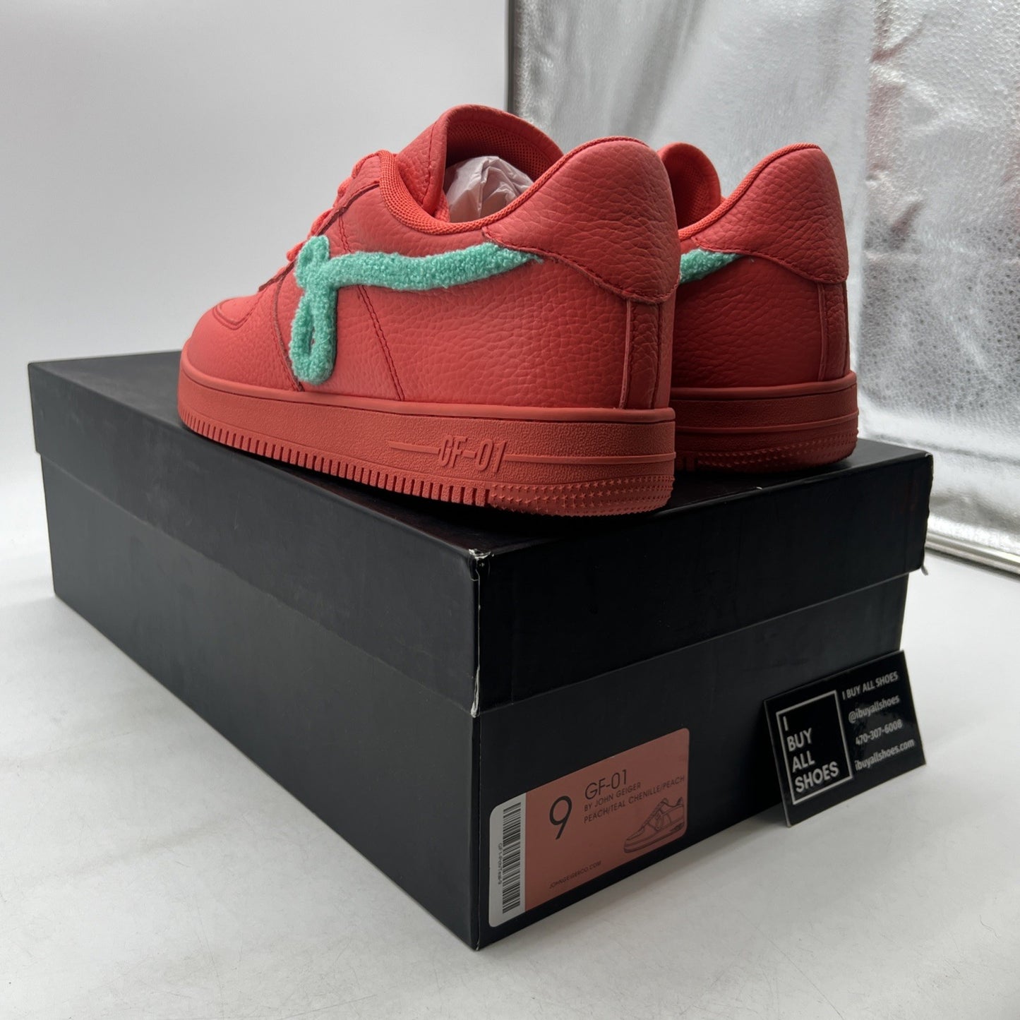 Size 9 - John Geiger GF-01 Peach Teal Chenille Banned Sneaker