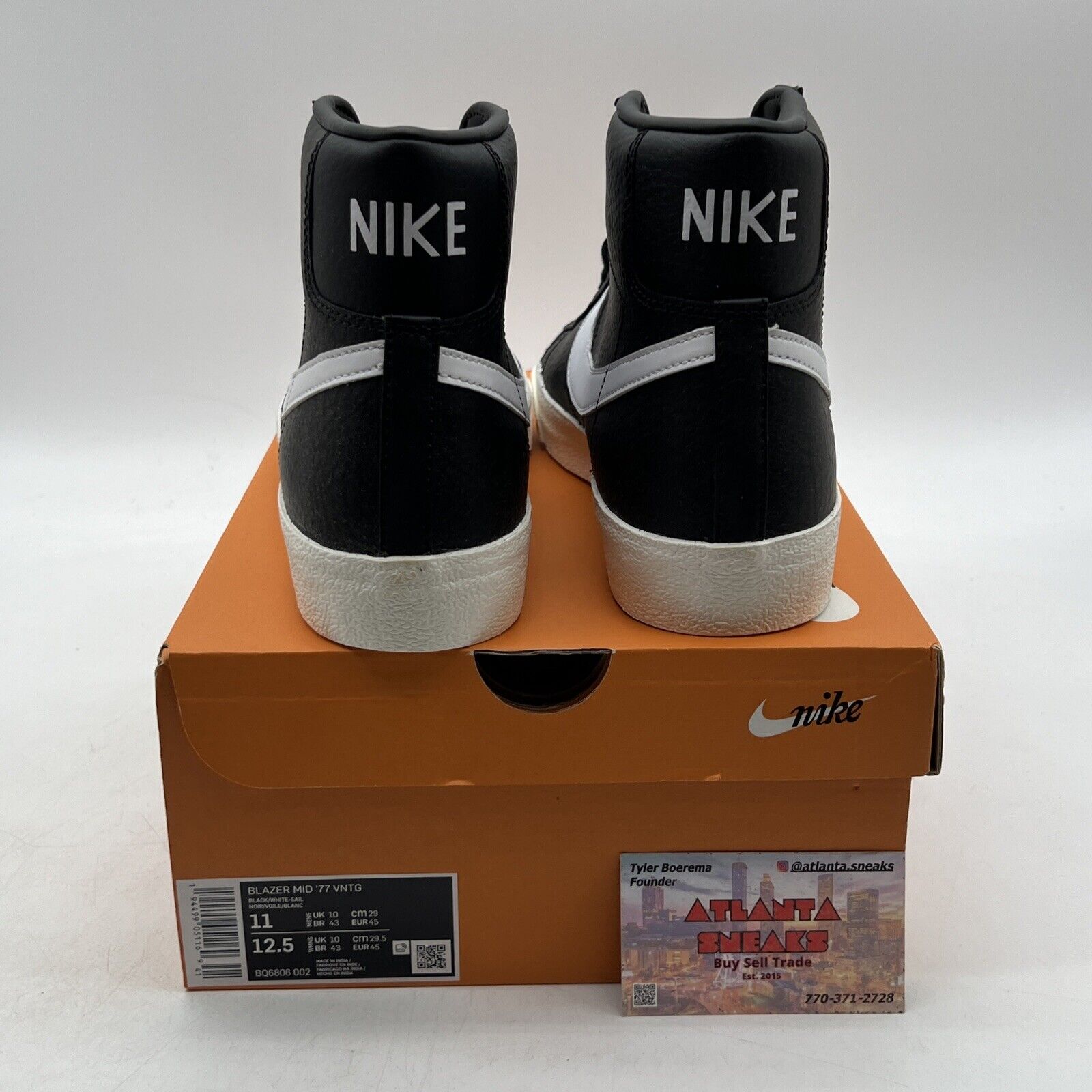 Size 11 - Nike Blazer '77 Vintage Mid Black Sail Leather (BQ6806-002)