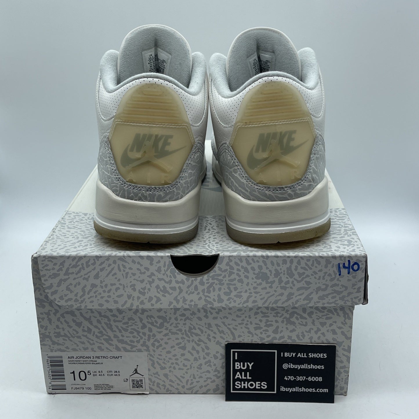Size 10.5 - Air Jordan 3 Retro Craft Ivory/Grey White Leather (FJ9579-100)