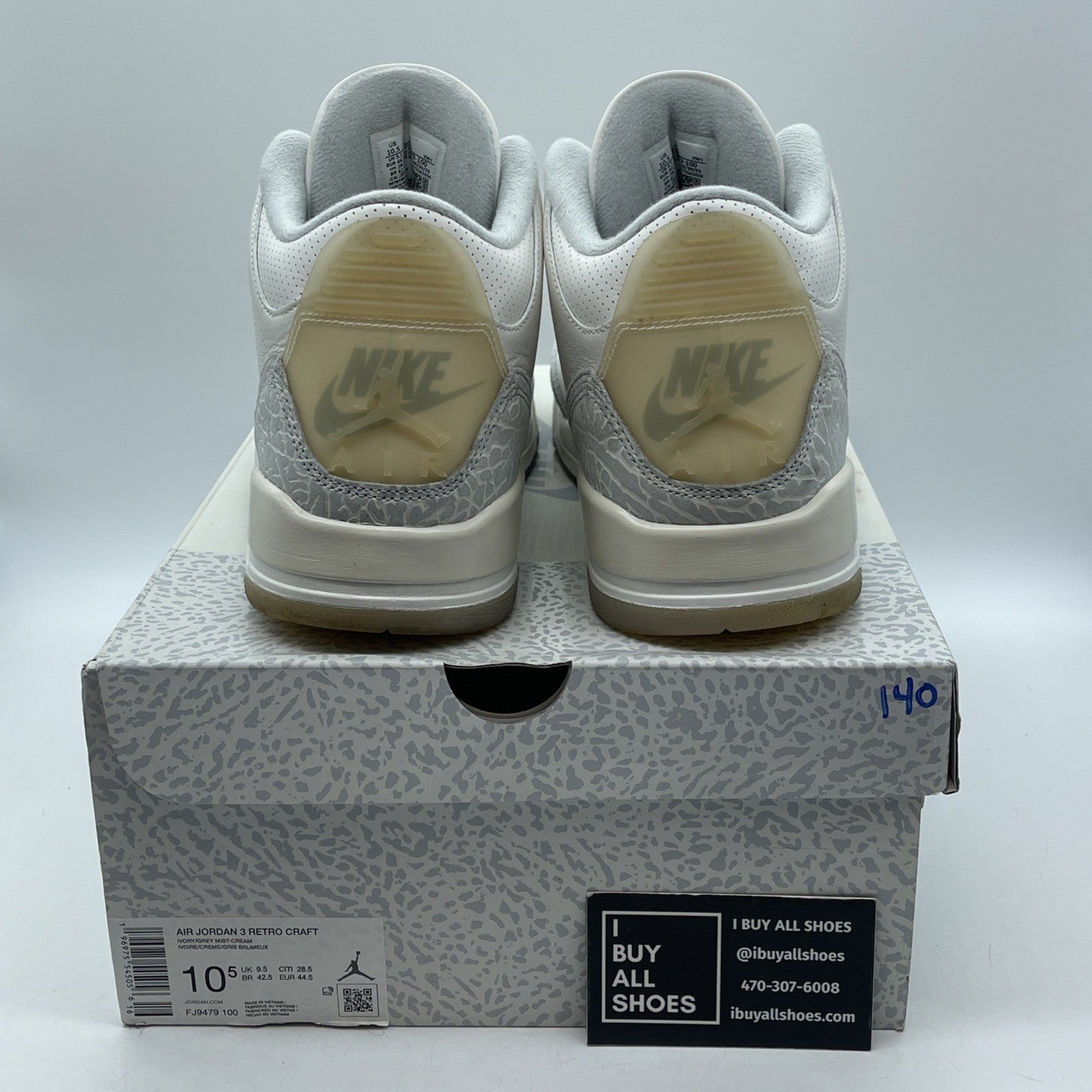 Size 10.5 - Air Jordan 3 Retro Craft Ivory/Grey White Leather (FJ9579-100)