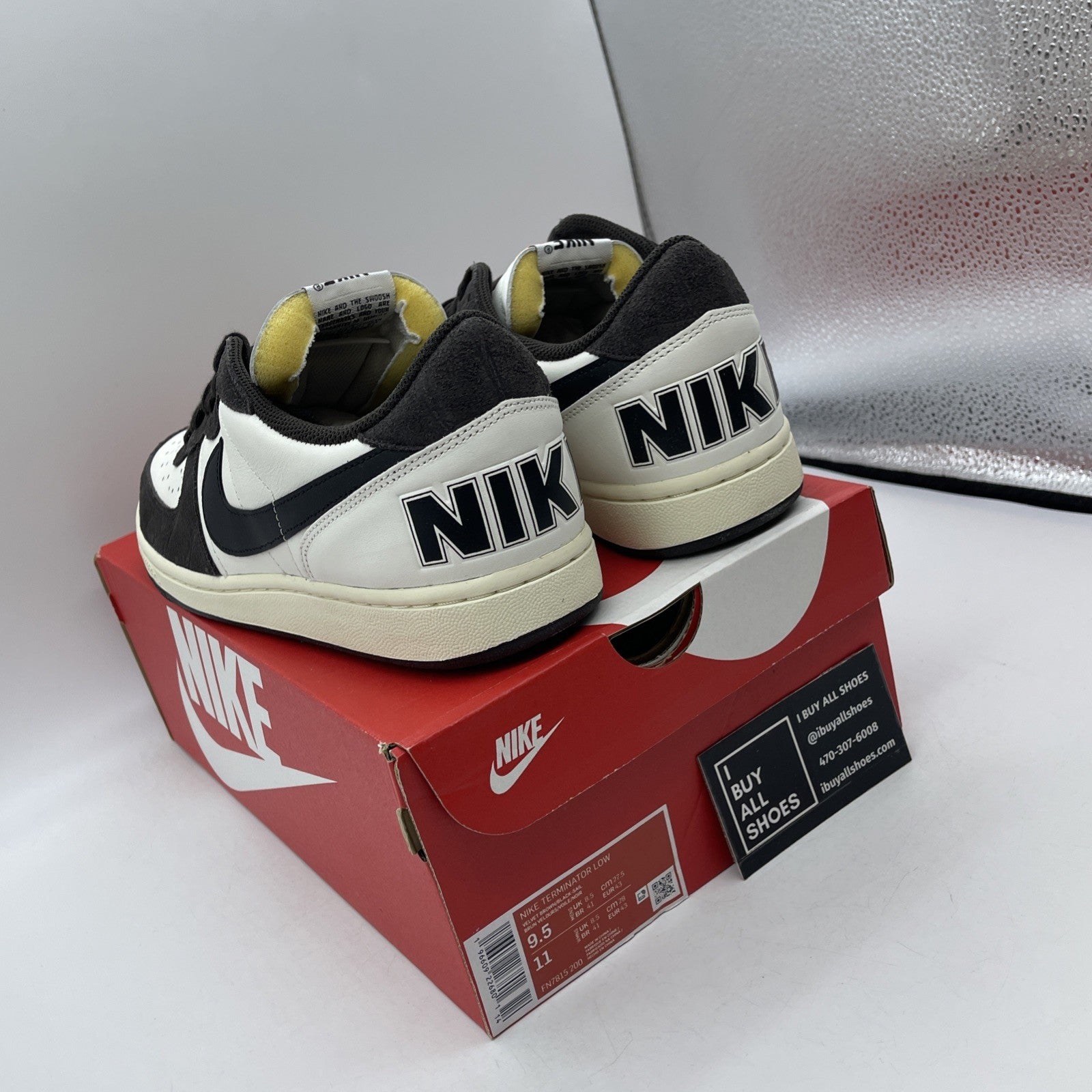 Size 9.5 - Nike Terminator Low Velvet Brown Croc Suede Leather (FN7815-200)