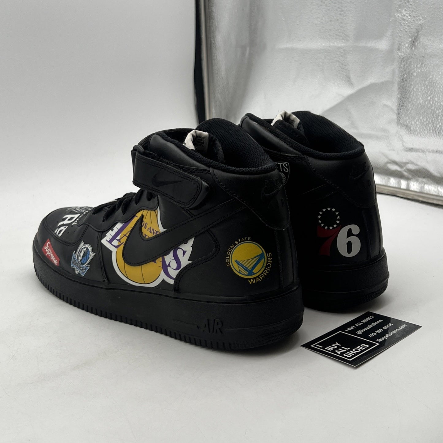 Size 13 - Nike Supreme x NBA x Air Force 1 07 Mid Black (AQ8017-001)