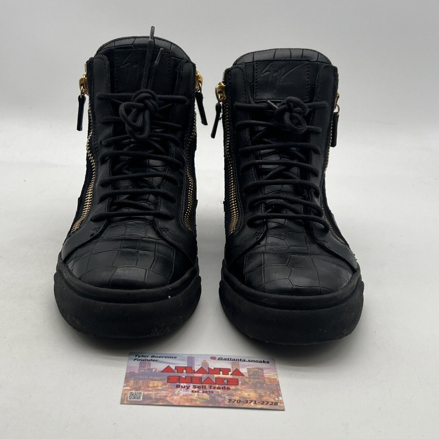 Size 9.5 - Giuseppe Zanotti Embossed High Top Sneakers In Leather Men Black