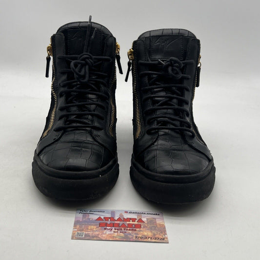 Size 9.5 - Giuseppe Zanotti Embossed High Top Sneakers In Leather Men Black