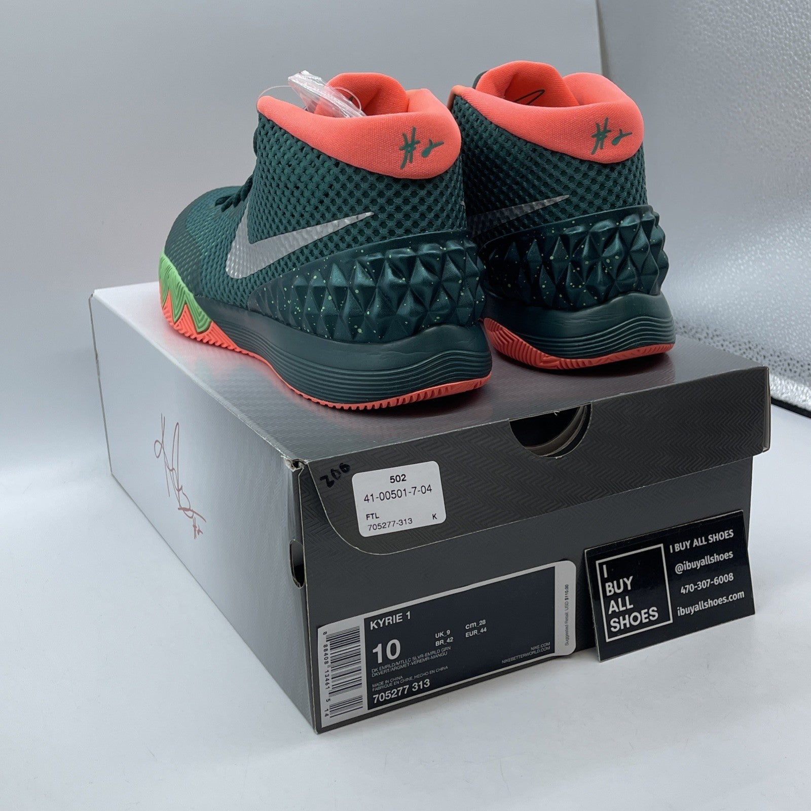 Size 10 - Nike Kyrie 1 Flytrap Green Silver Suede Leather (705277-313)