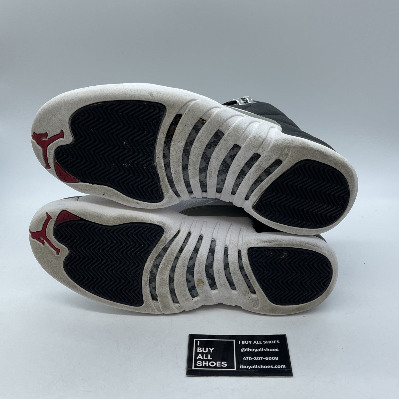 Size 8.5 - Air Jordan 12 Retro 2012 Playoff Black White Leather (130690-001)