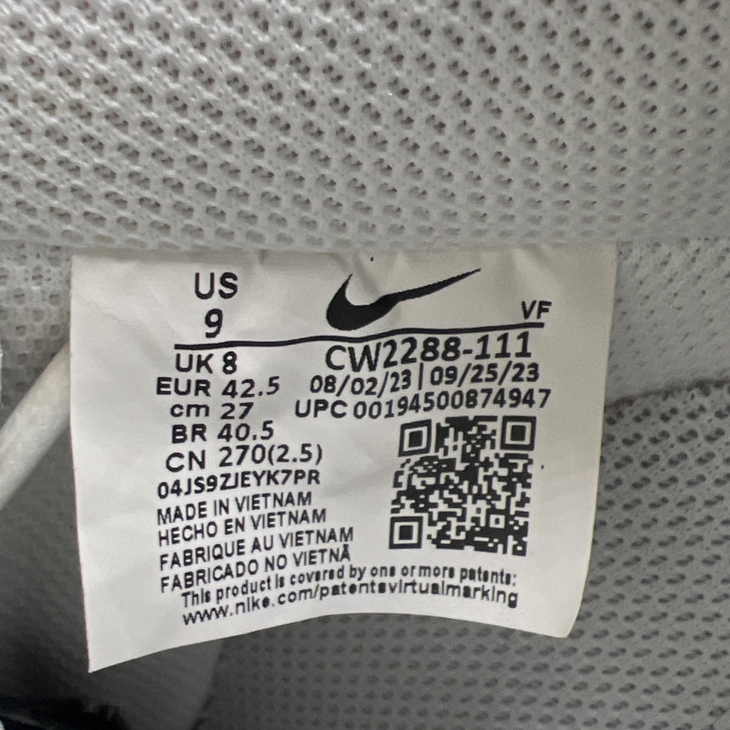 Size 9 - Nike Air Force 1 '07 Low Triple White (CW2288-111)