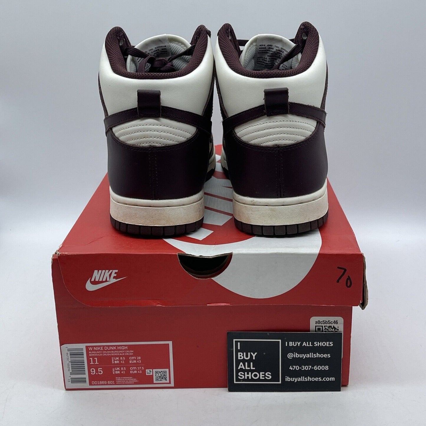 Size 11W - Nike Dunk High Burgundy Crush Burgundy White Leather (DD1869-601)