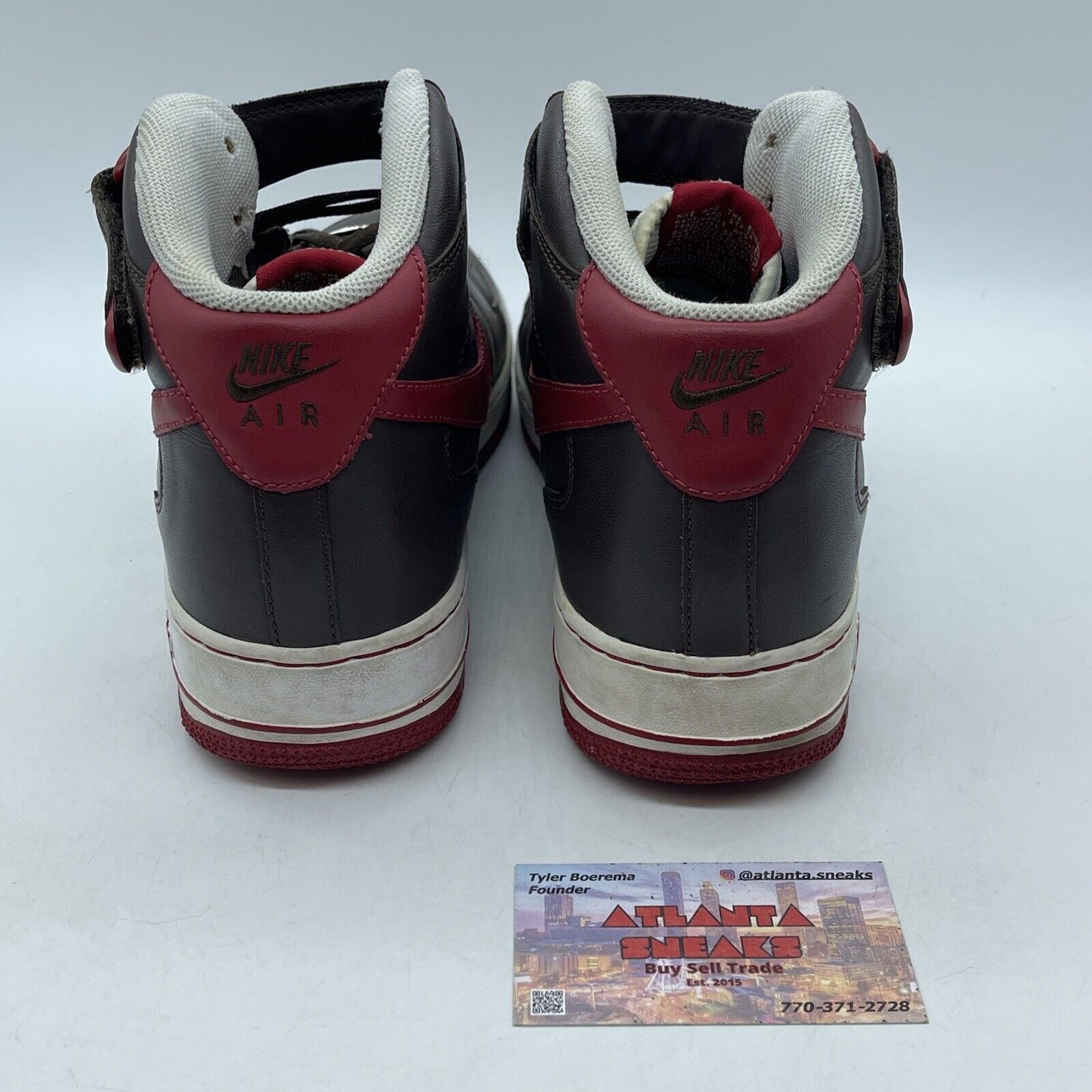 Size 10 - Nike Air Force 1 07 Players Mid Brown White Red Leather (315091-261)