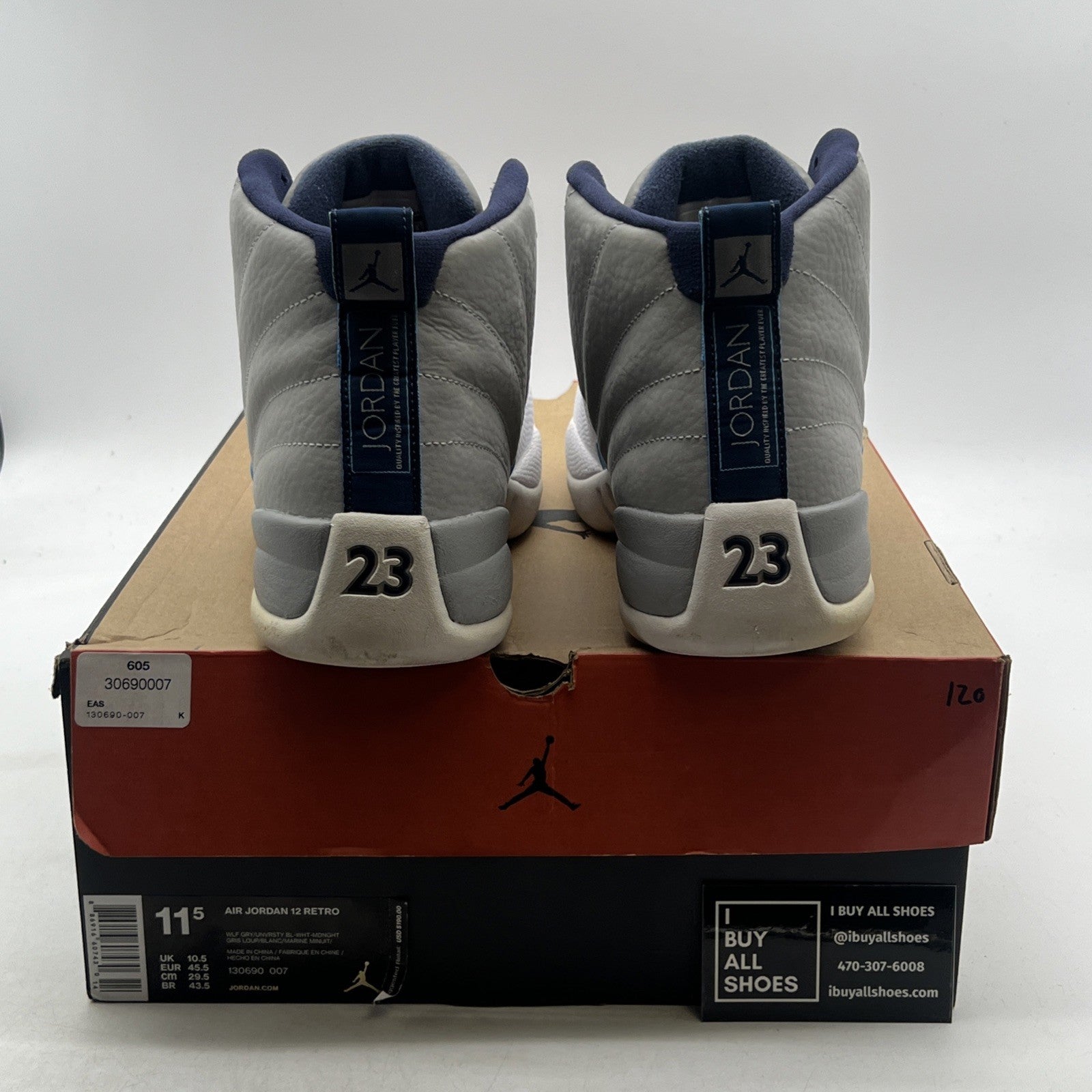 Size 11.5 - Air Jordan 12 Retro Grey University Blue (130690-007)