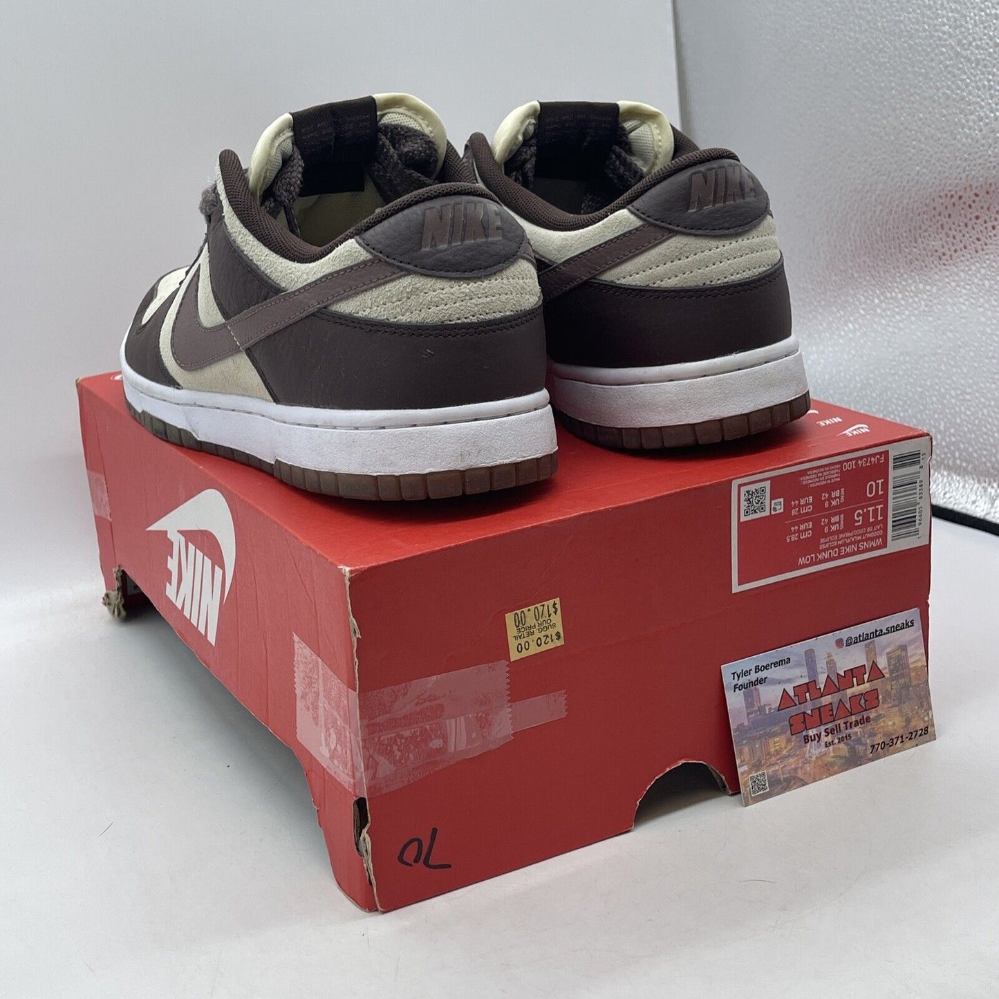 Wmns Size 11.5 - Dunk Low Plum Eclipse Brown White Suede Leather (FJ4734-100)