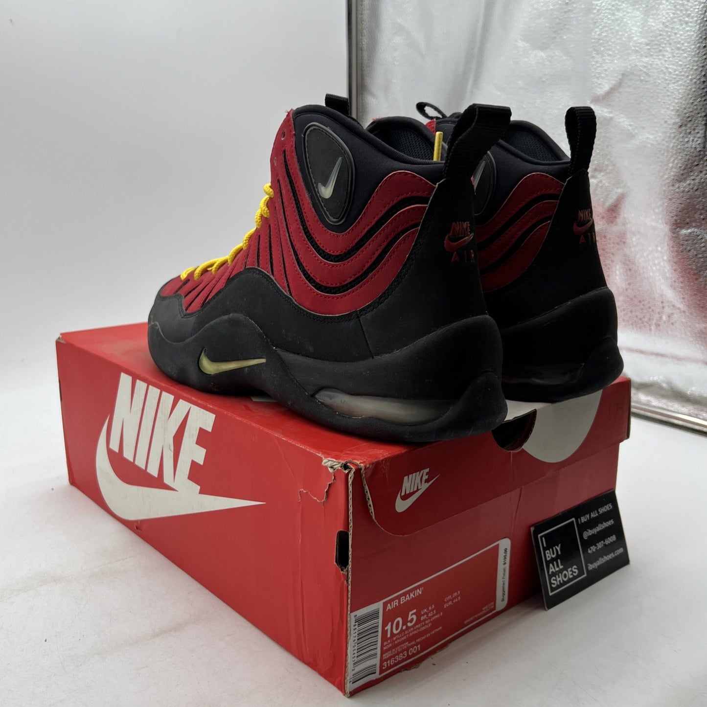 Size 10.5 - Nike Air Bakin 2013 Black Red (316383-001)