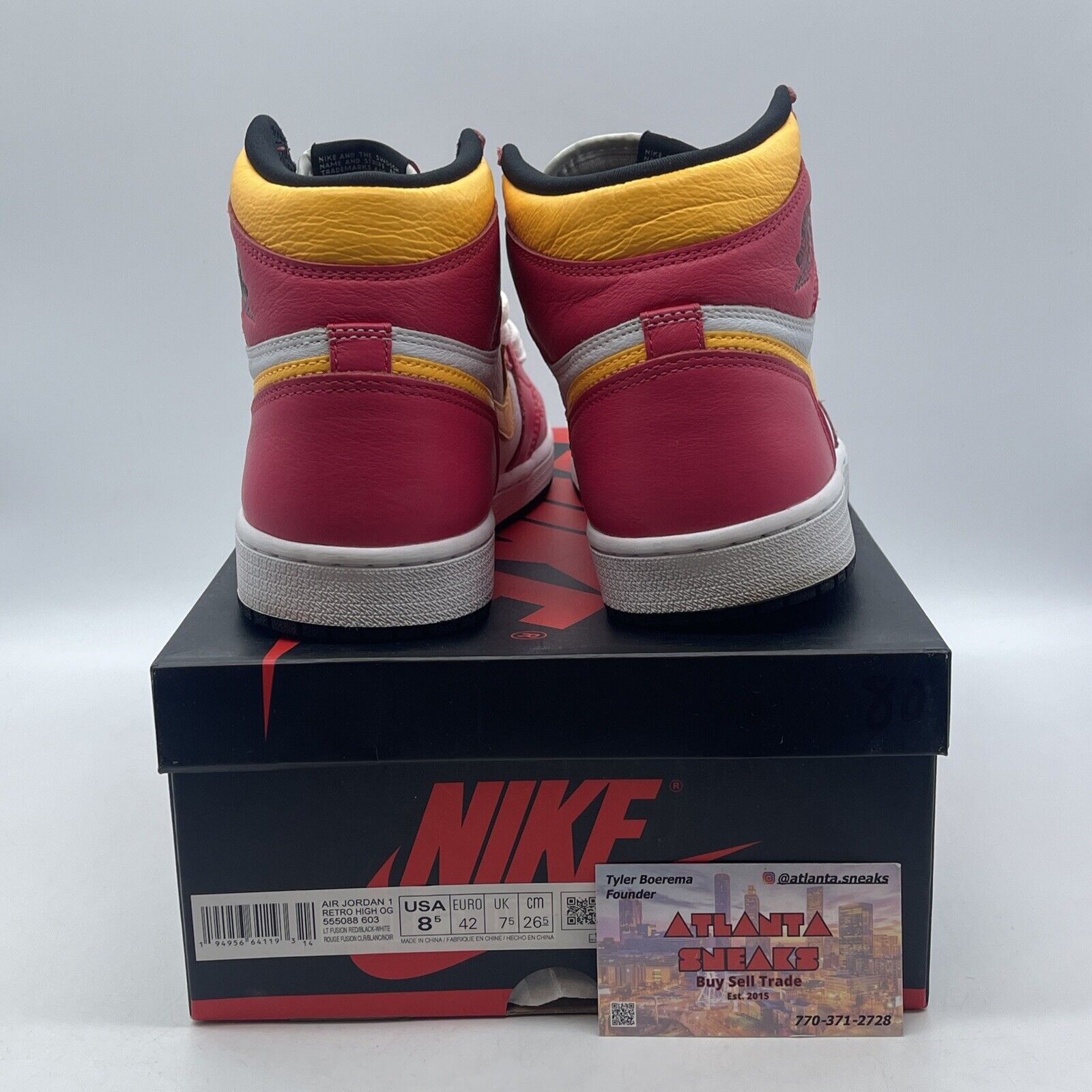 Size 8.5 - Jordan 1 Retro High OG Light Fusion Red 2021 Pink Yellow (555088-603)