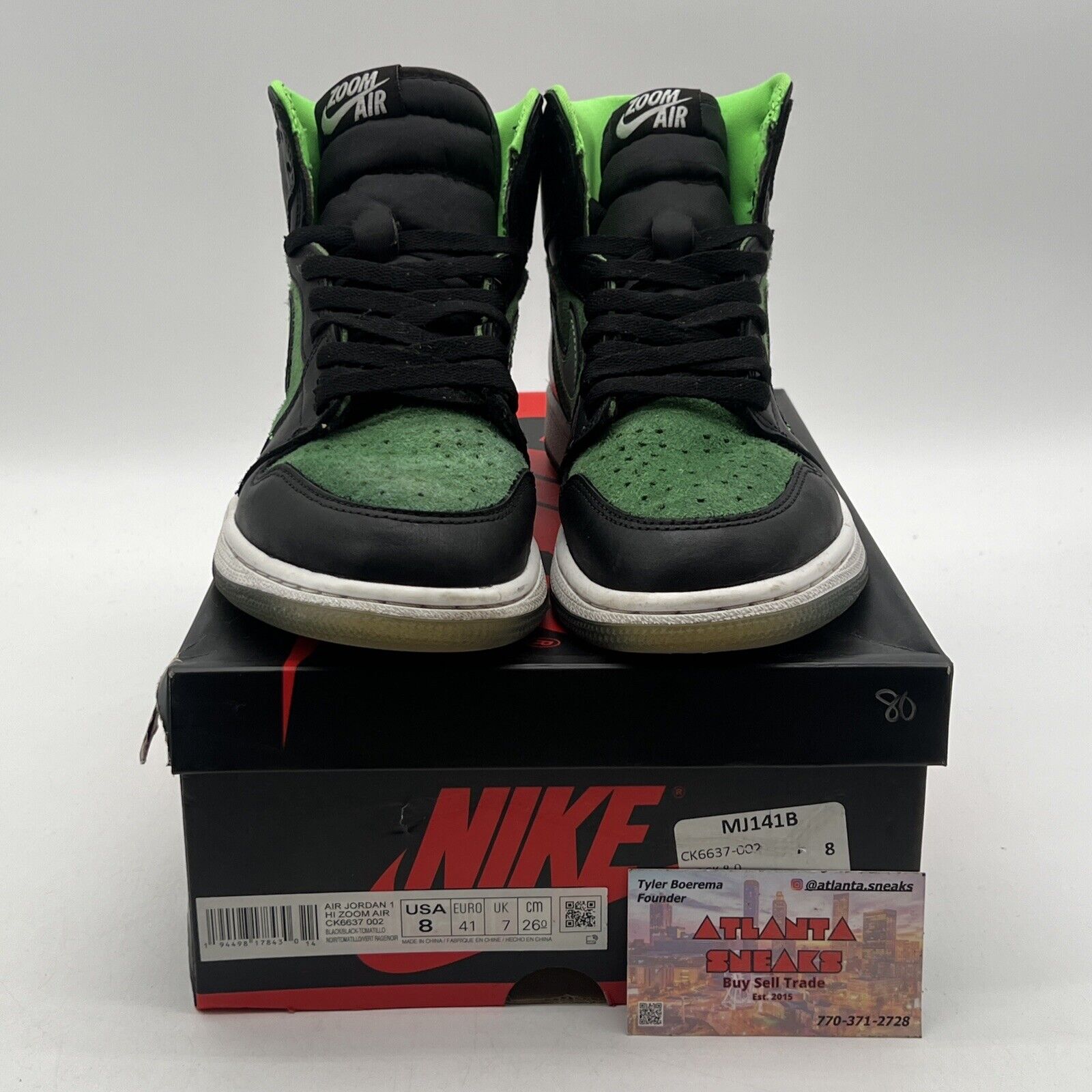 Size 8 - Air Jordan 1 Zoom High Zen Green Black Leather White (CK6637-002)