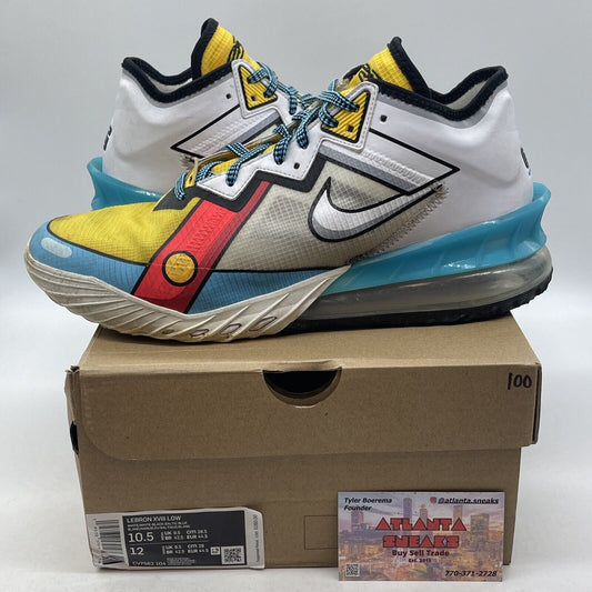 Size 10.5 - Nike LeBron 18 Low Stewie Yellow White Blue Leather (CV7562-104)