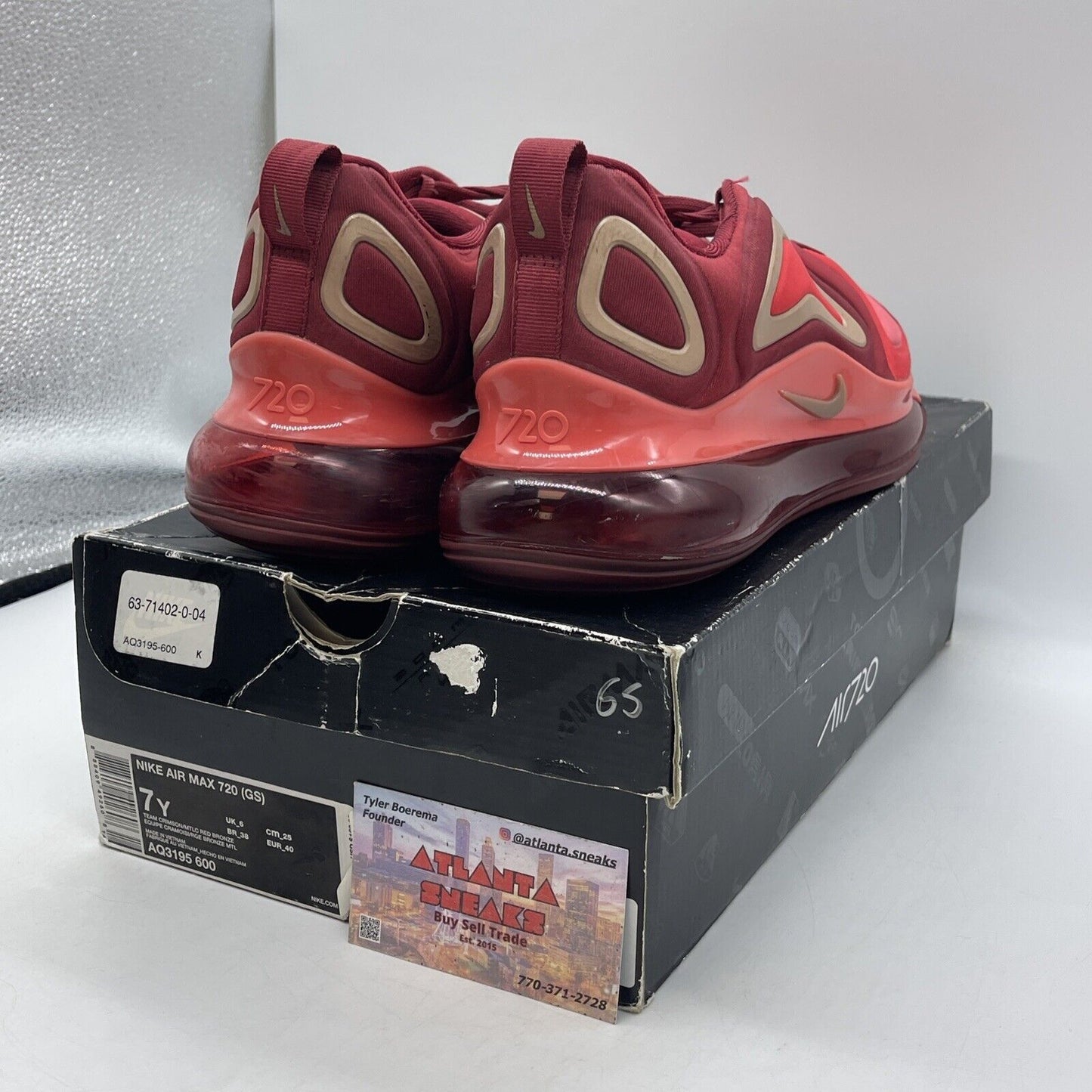 Size 7Y - Nike Air Max 720 GS Crimson Gold Red Pink Suede (AQ3195-600)