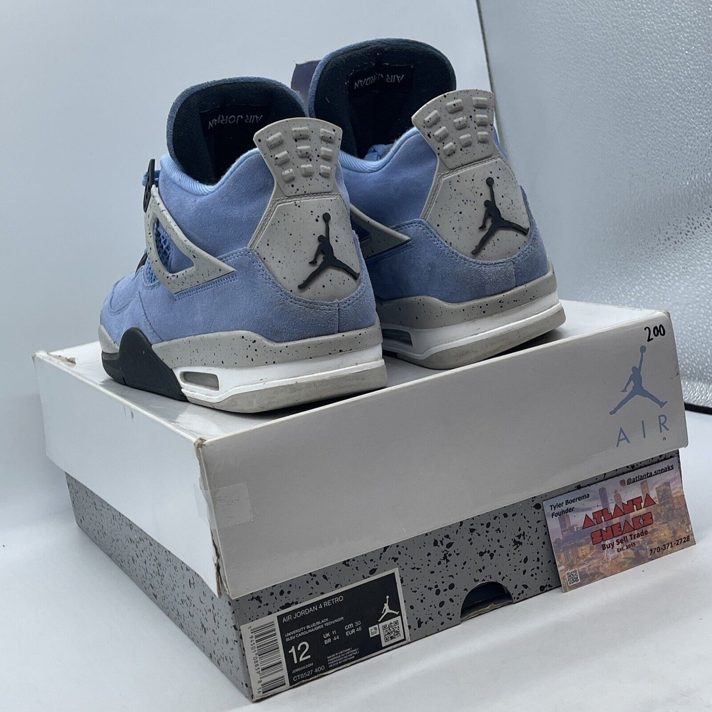 Size 12 - Jordan 4 Retro Mid University Blue Suede Grey Black (CT8527-400)