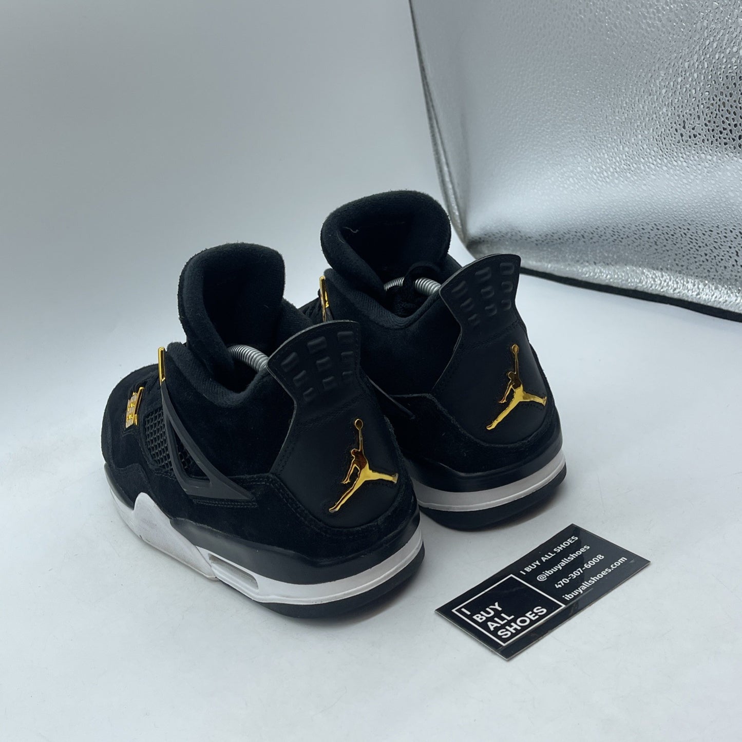 Size 9 - Jordan 4 Retro Royalty 2017 Black Gold Suede (308497-032)