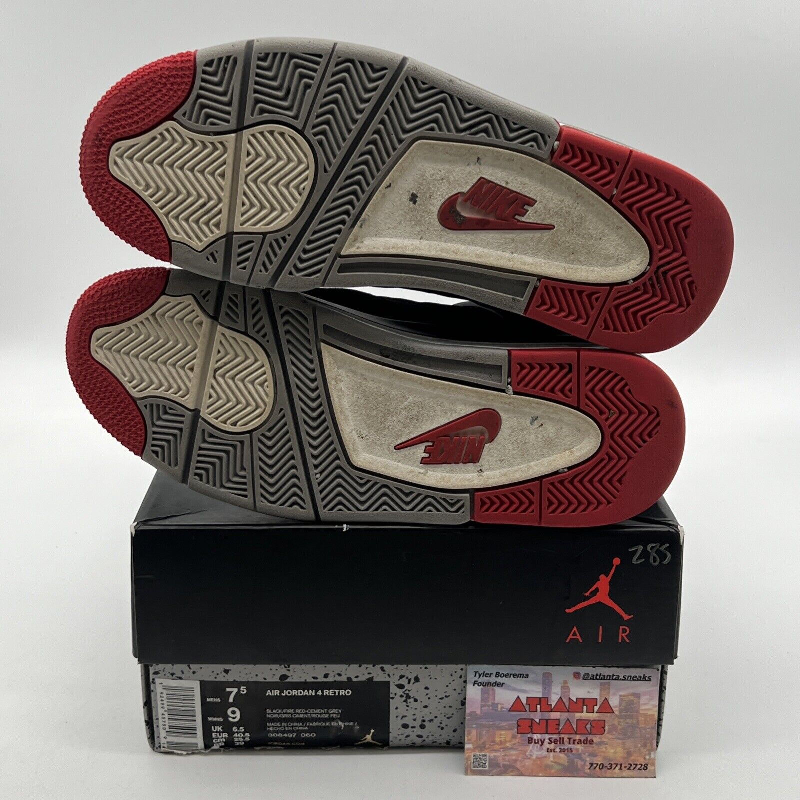 Size 7.5 - Jordan 4 Retro OG Mid Bred 2019 Grey Red Black Suede (308497-060)