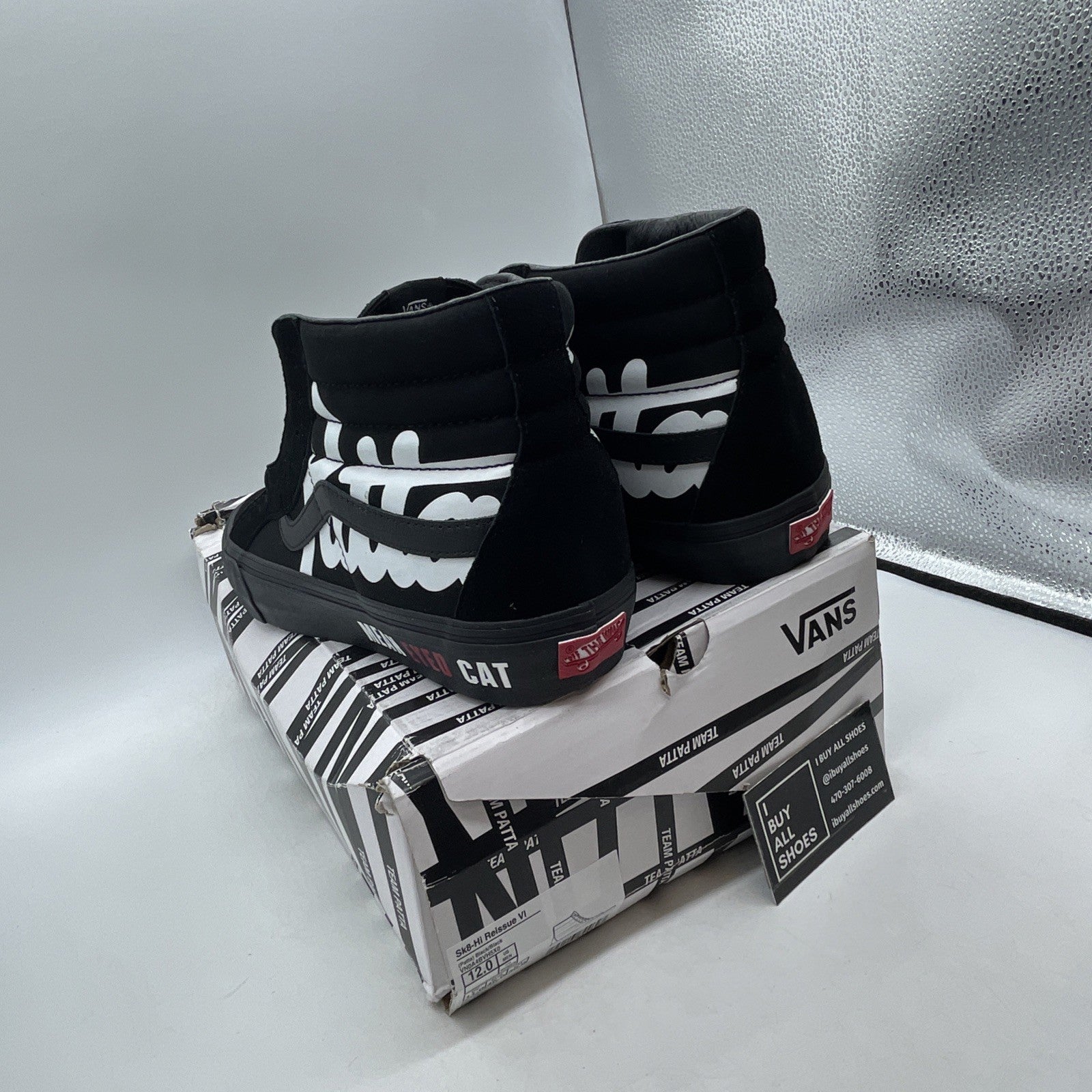 Size 12 - Patta X Vans Vault SK8-HI Reissue VLT LX - Black “MEAN EYED CAT”