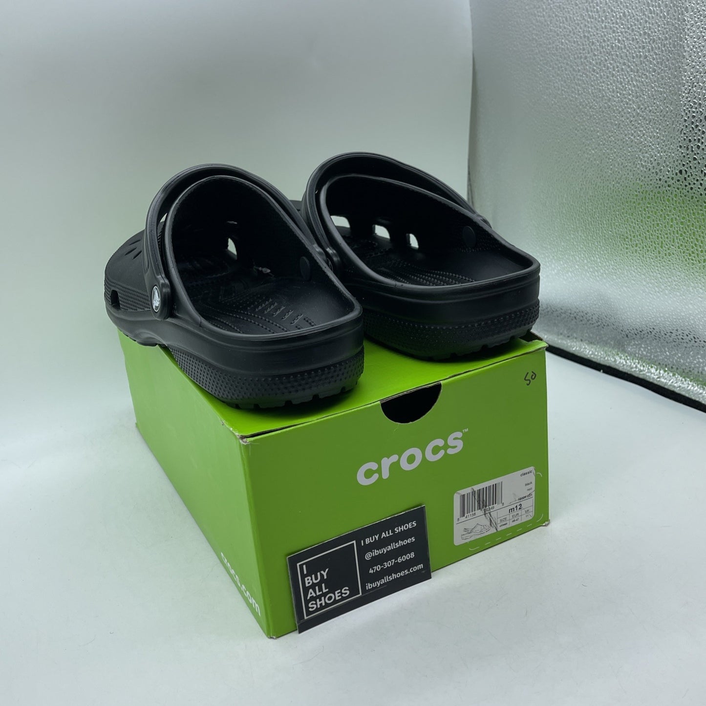 Size 12 - Crocs Classic Clog Authentic Shoe Style Black Rubber (10001)