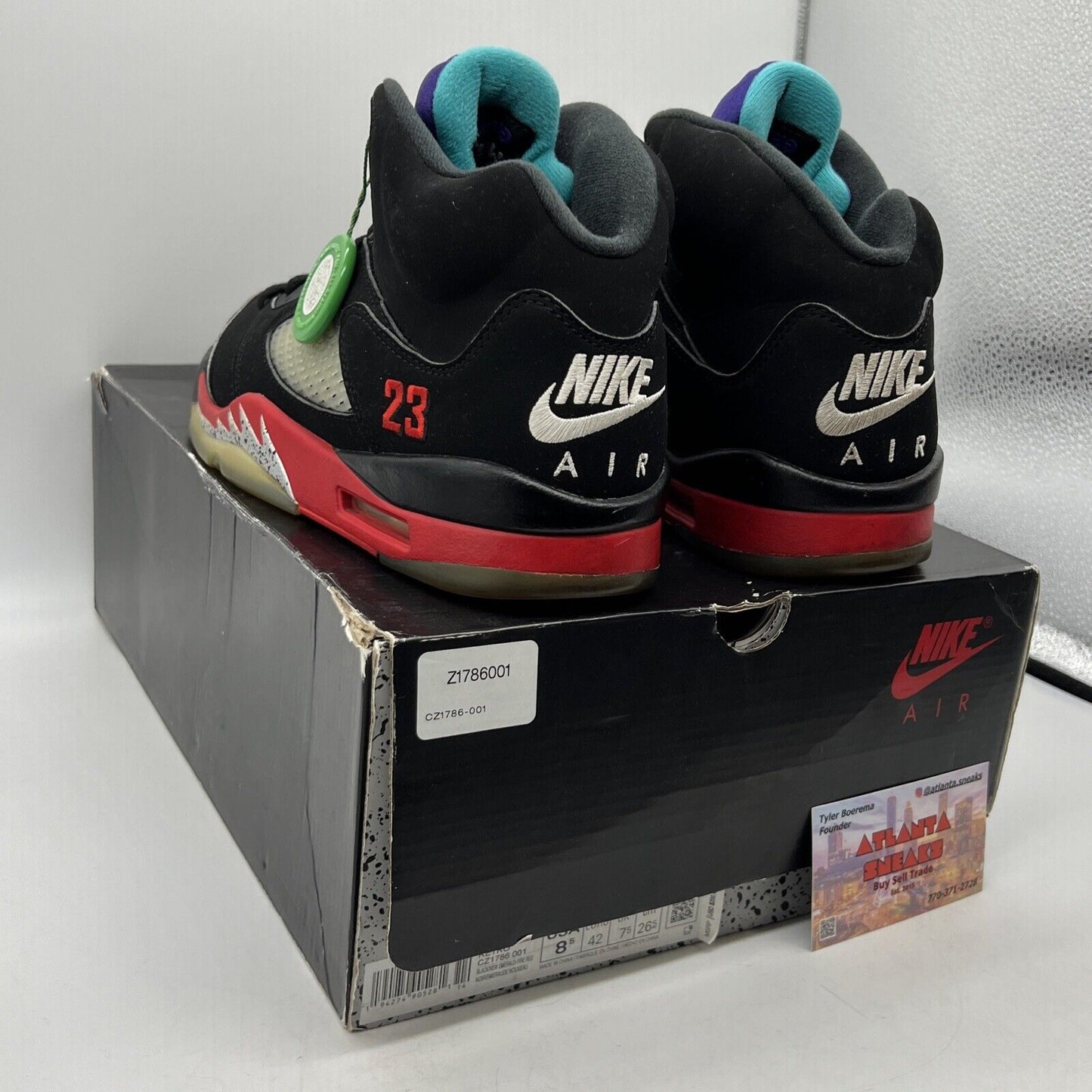 Size 8.5 - Jordan 5 Retro Top 3 Black 2020 Red Purple Aqua Suede (CZ1786-001)
