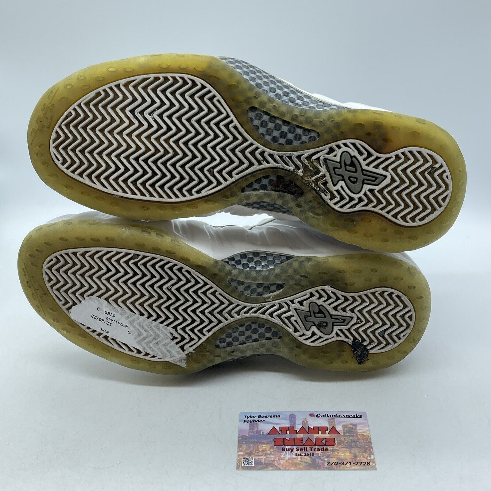 Size 10.5 - Nike Air Foamposite One White-Out Grey Black Leather (314996-100)