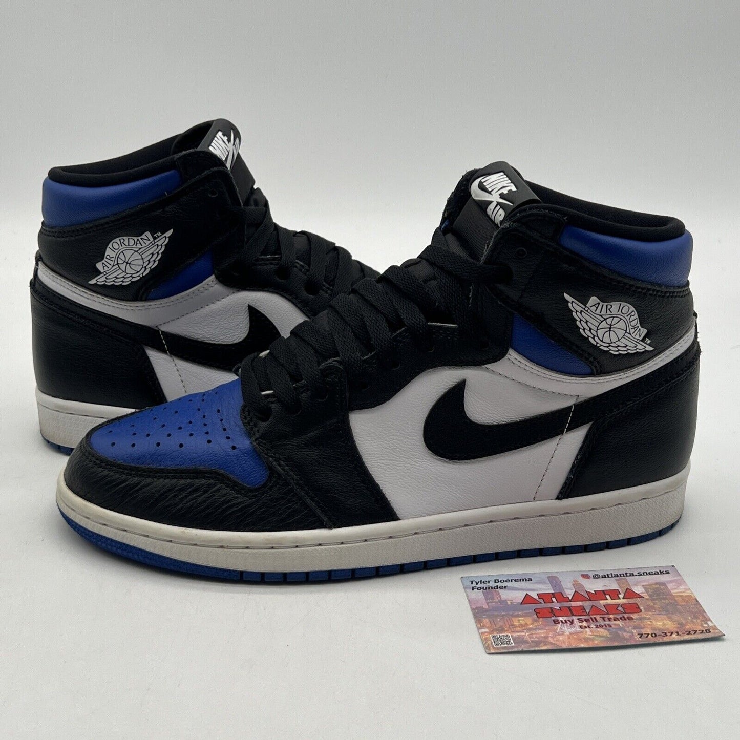 Size 8 - Jordan 1 Retro OG High Royal Toe Black White Blue Leather (555088-041)