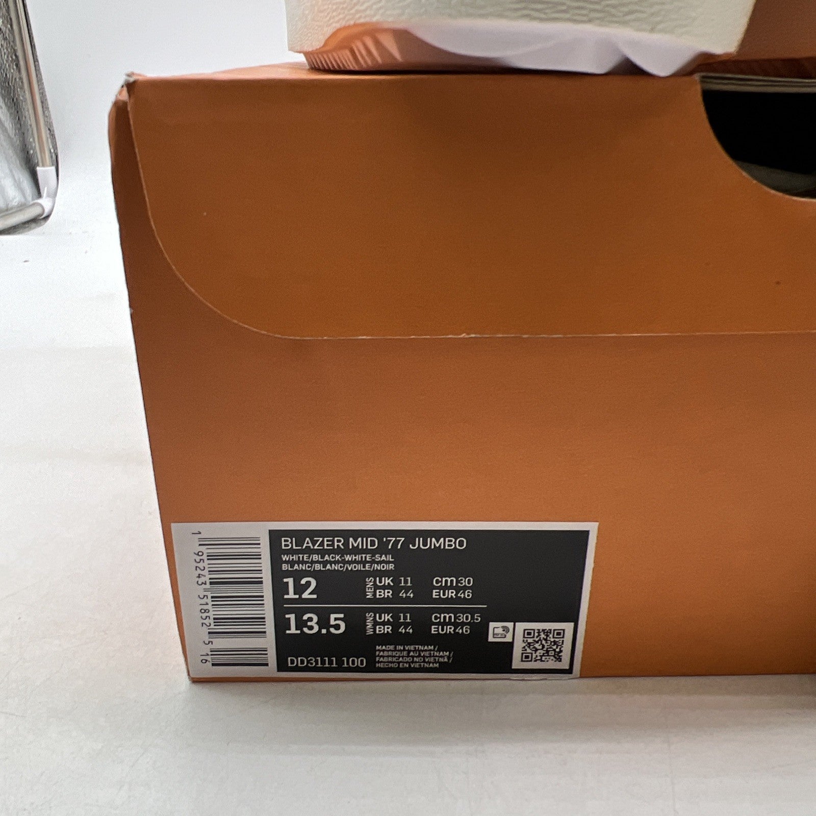 Size 12 - Nike Blazer '77 Jumbo Mid White Black (DD3111-100)