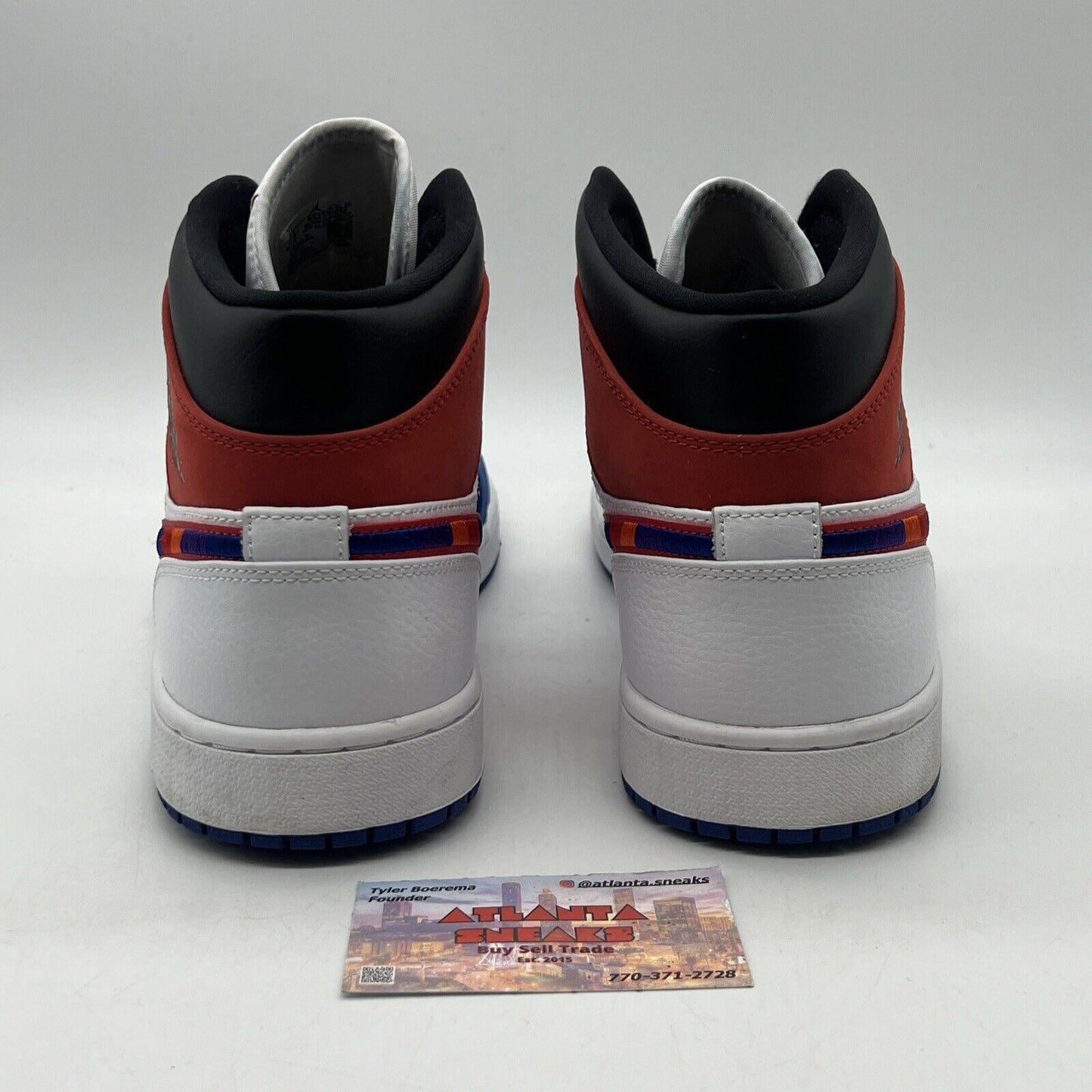 Size 12 - Jordan 1 Mid Multicolored Swoosh Blue Red White Leather