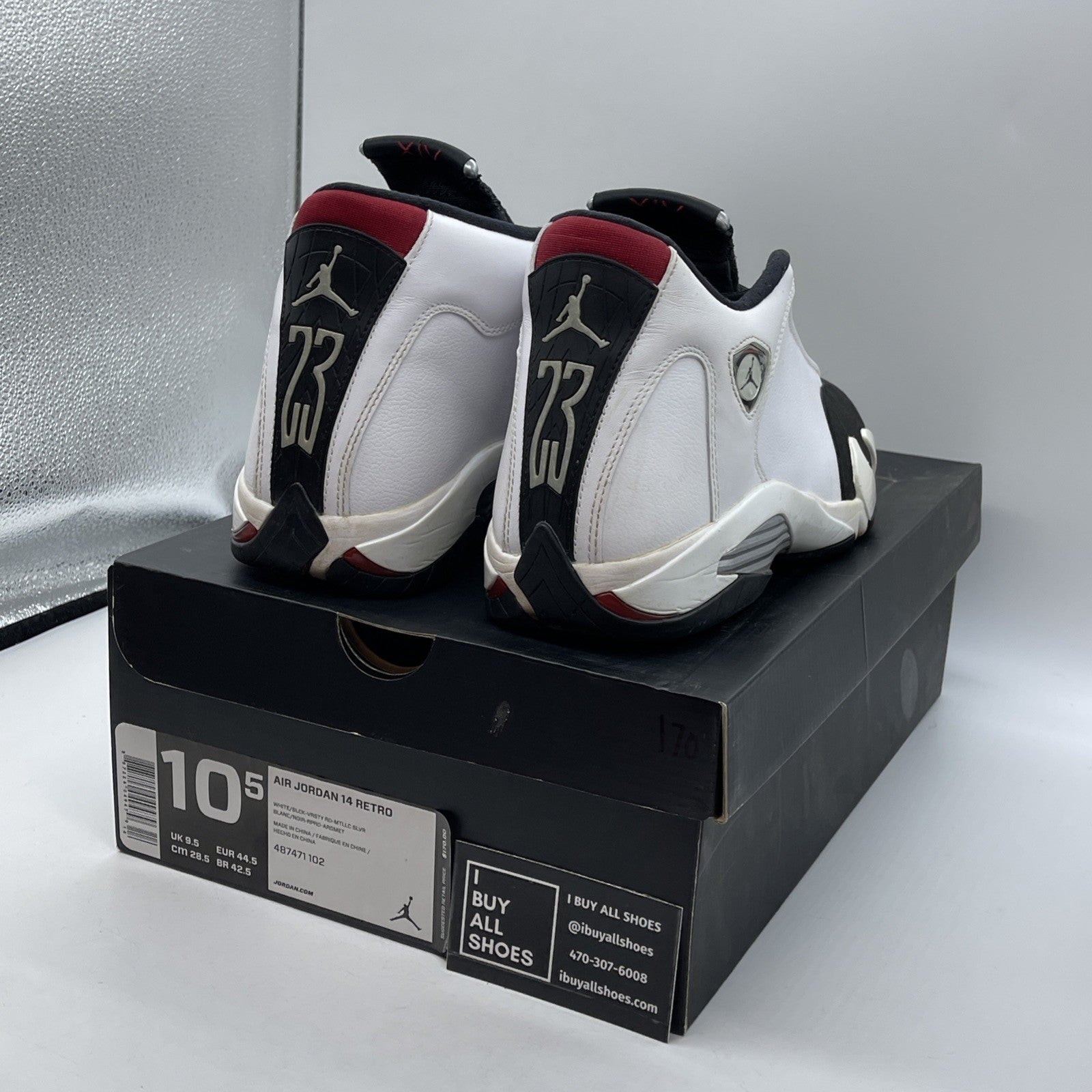 Size 10.5 - Air Jordan 14 Retro 2014 Black Toe Suede Leather (487471-102)
