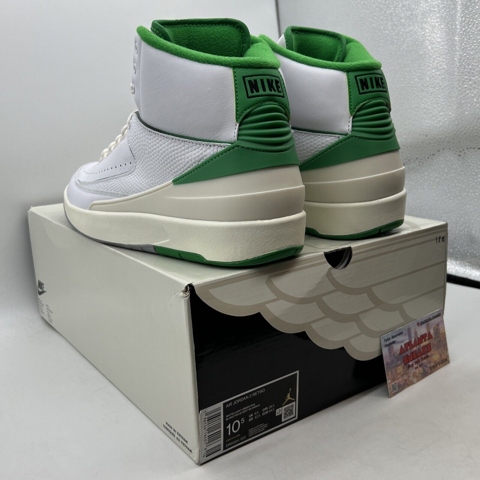 Size 10.5 - Jordan 2 Retro Lucky Green White Grey Leather (DR8884-103)