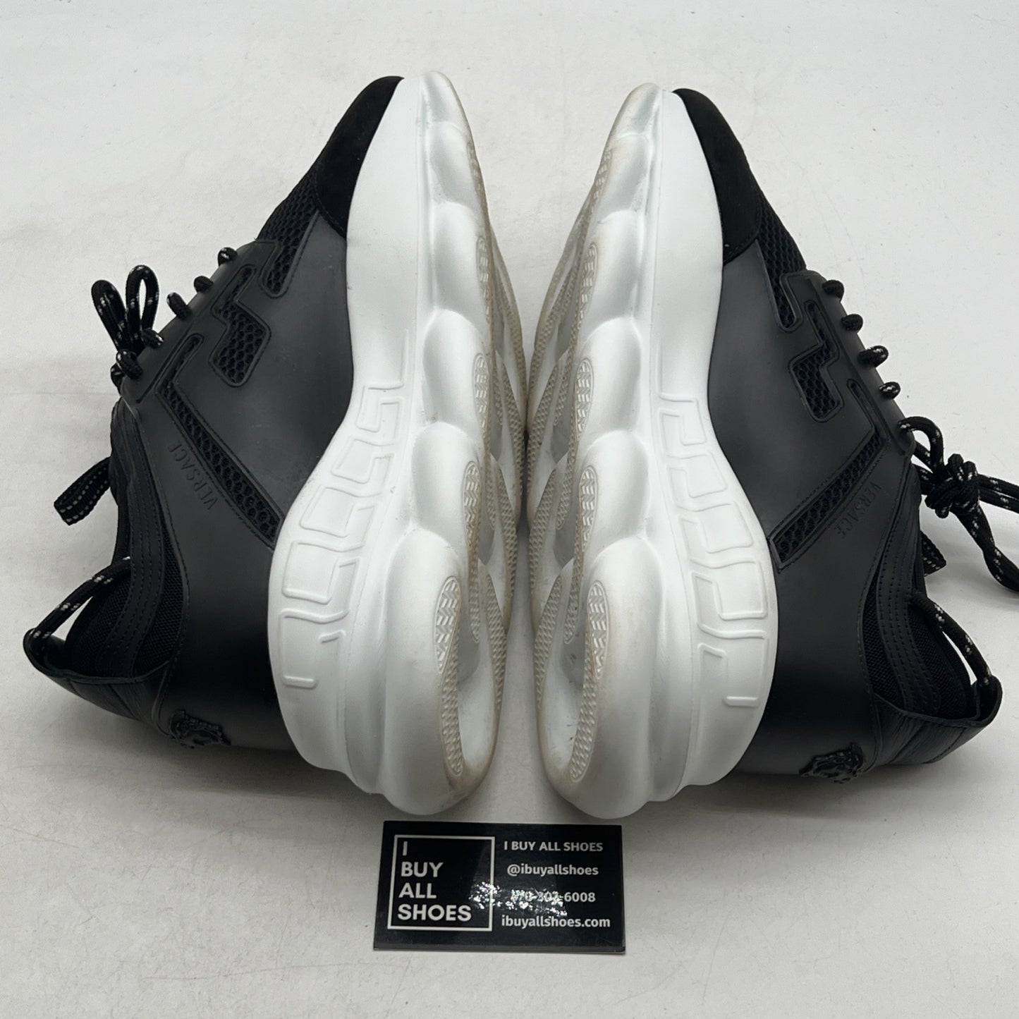 Size 46 - Versace Chain Reaction Black Burgundi Fashion Designer Sneaker