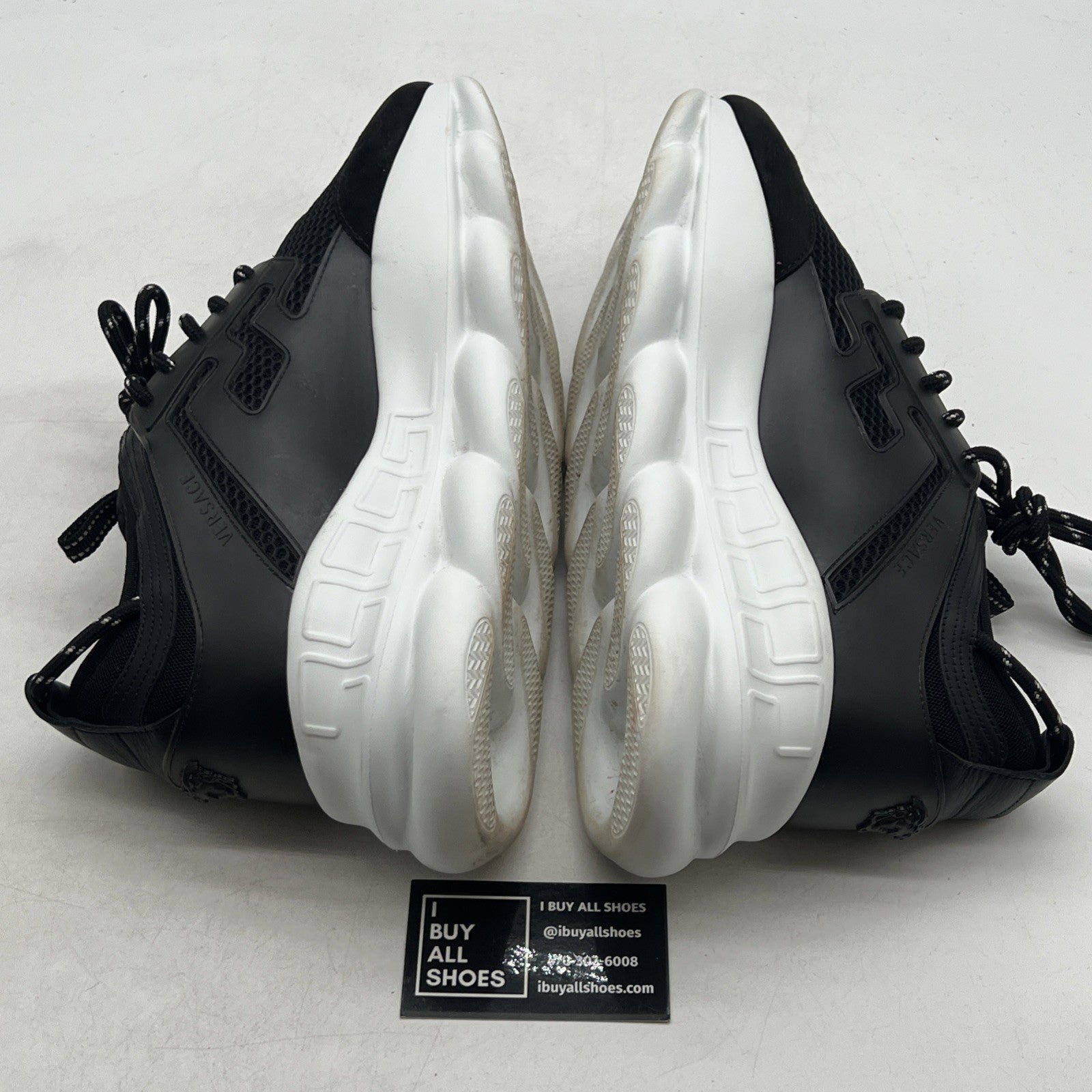 Size 46 - Versace Chain Reaction Black Burgundi Fashion Designer Sneaker