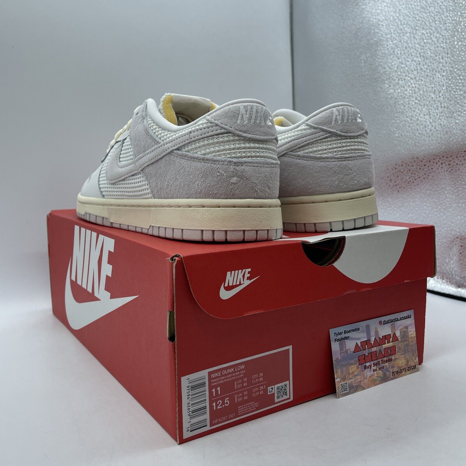 Size 11 - Nike Dunk Low Phantom Grey White Suede Leather (HF4297-001)