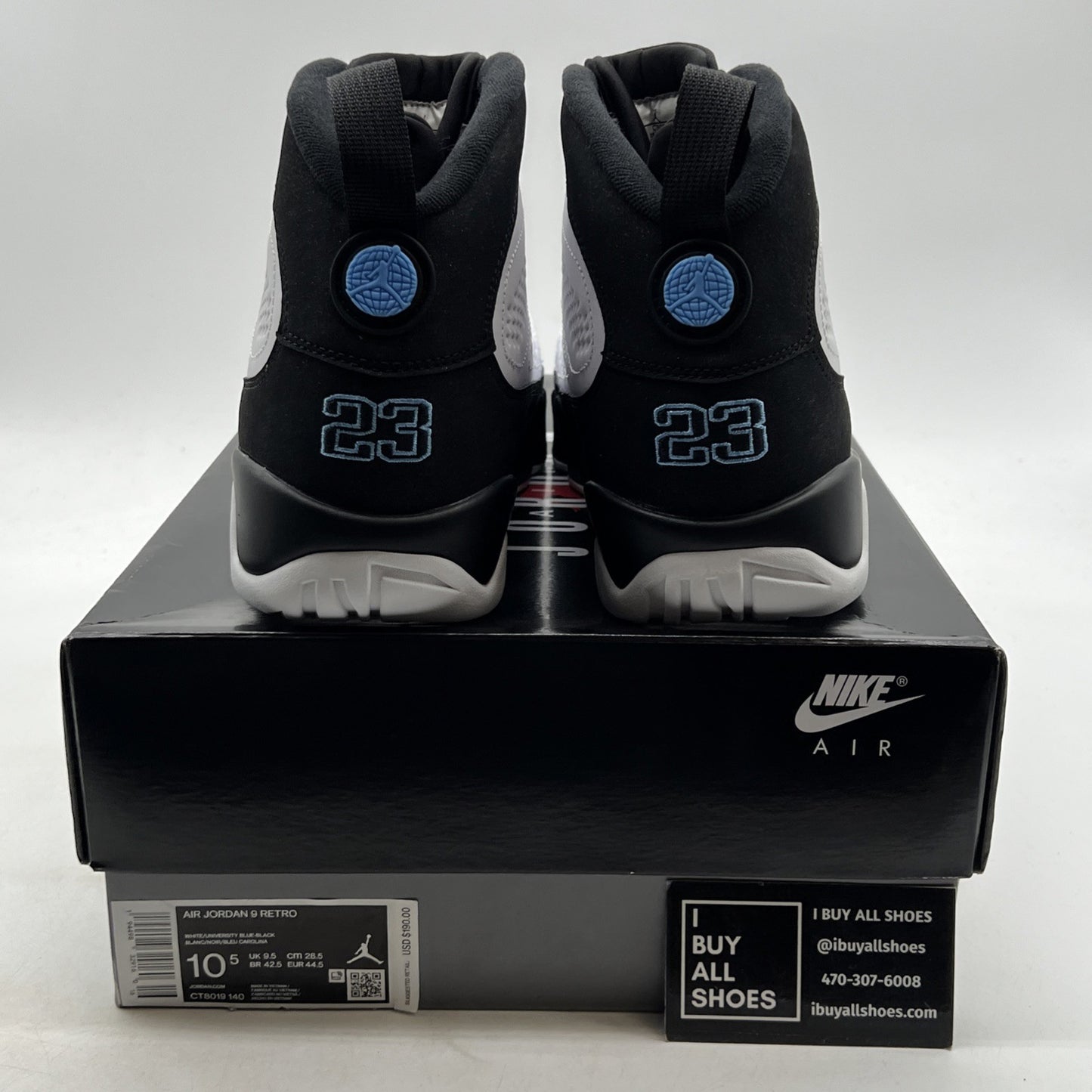 Size 10.5 - Air Jordan 9 Retro University Blue 2020 (CT8019-140)