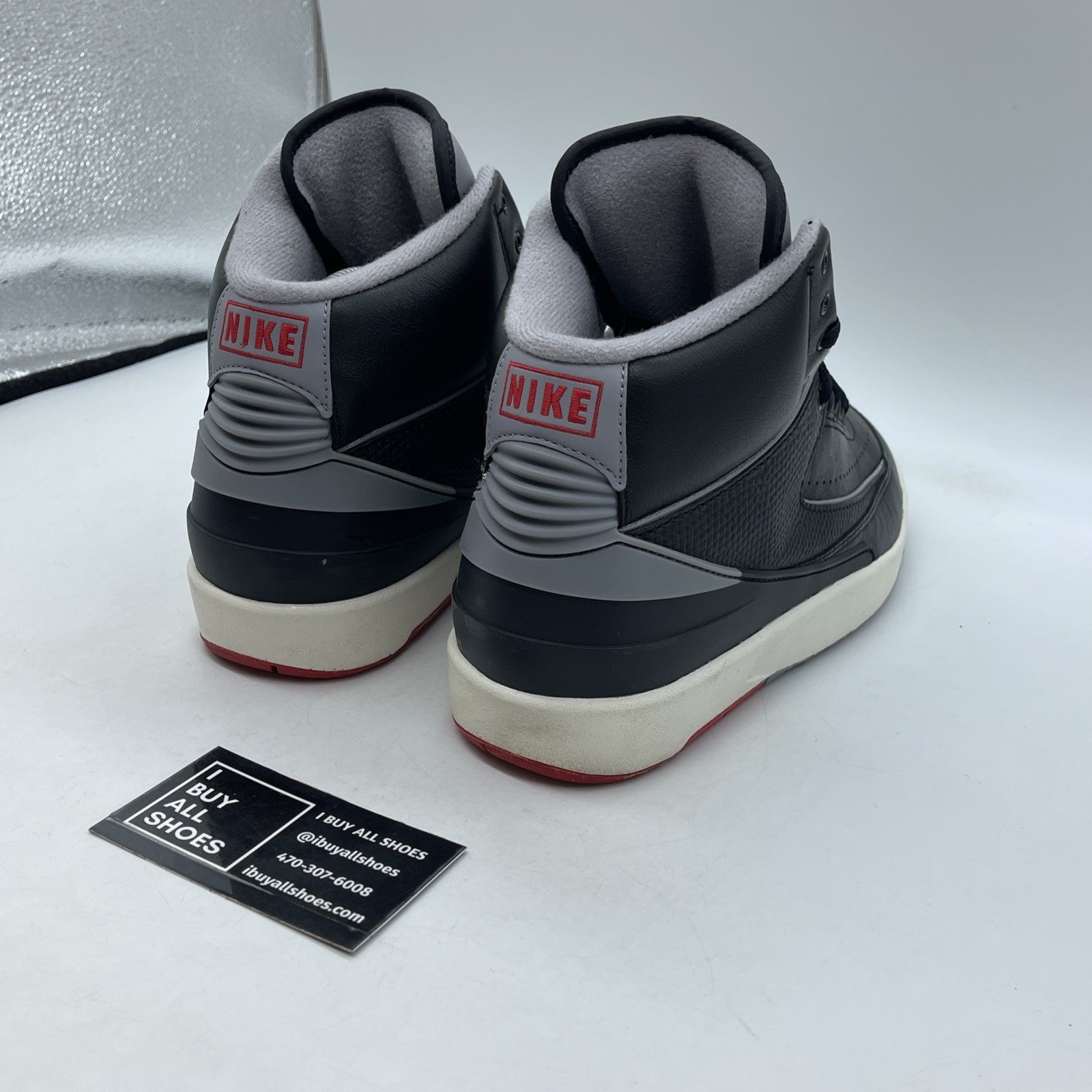 Size 8.5 - Air Jordan 2 Retro Black Cement Grey Red Leather (DR8884-001)
