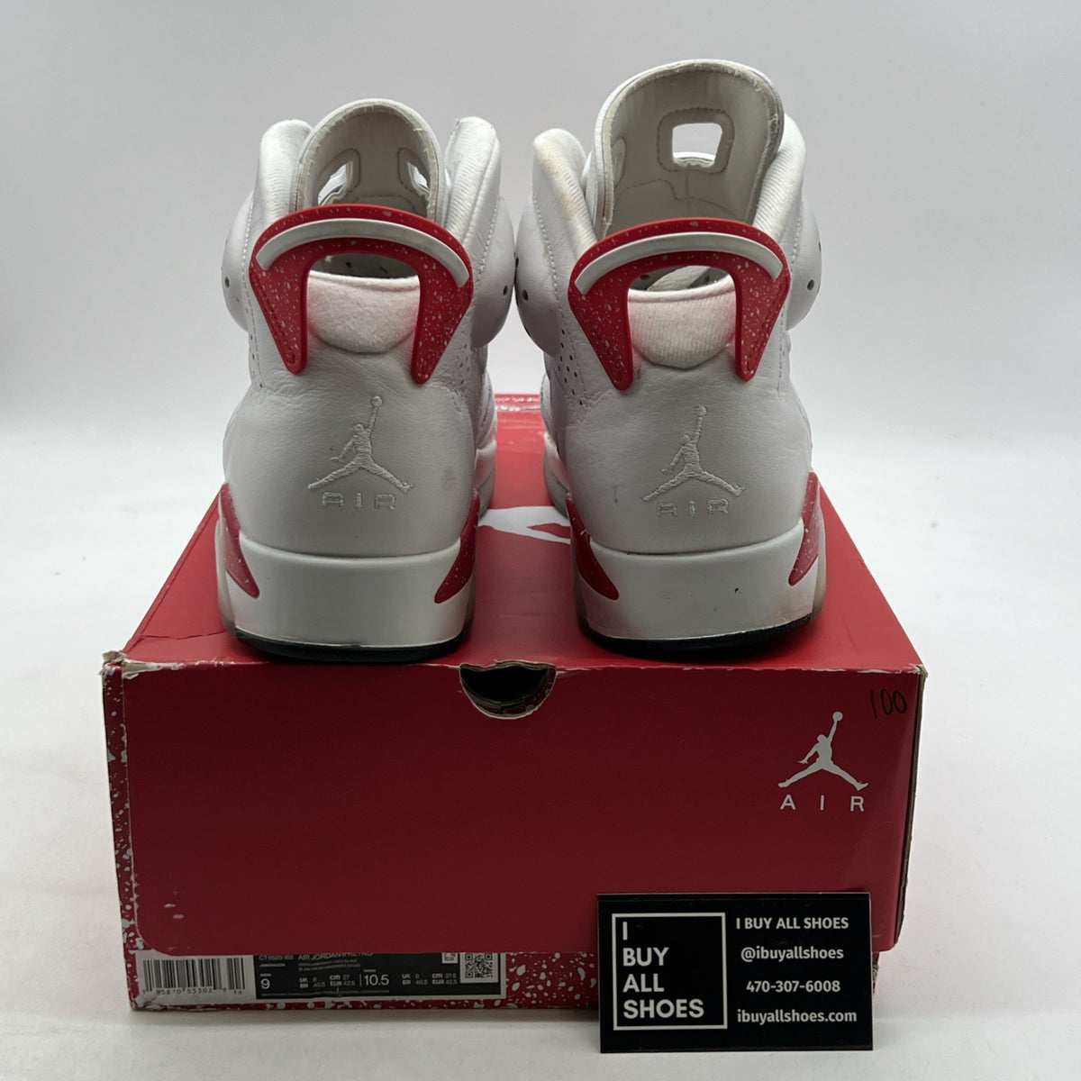 Size 9 - Air Jordan 6 White and University Red 2022 (CT8529-162)